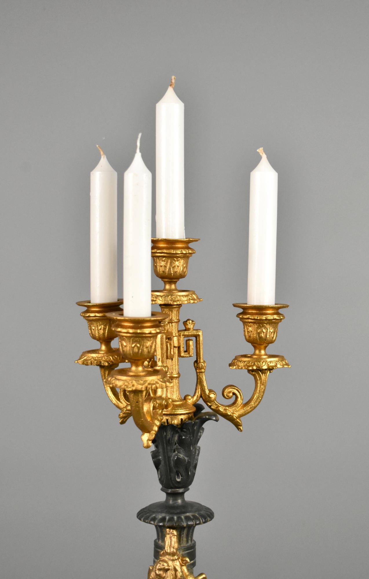 Calco Candelabro decorativo dorato e in ardesia Napoleone III in vendita
