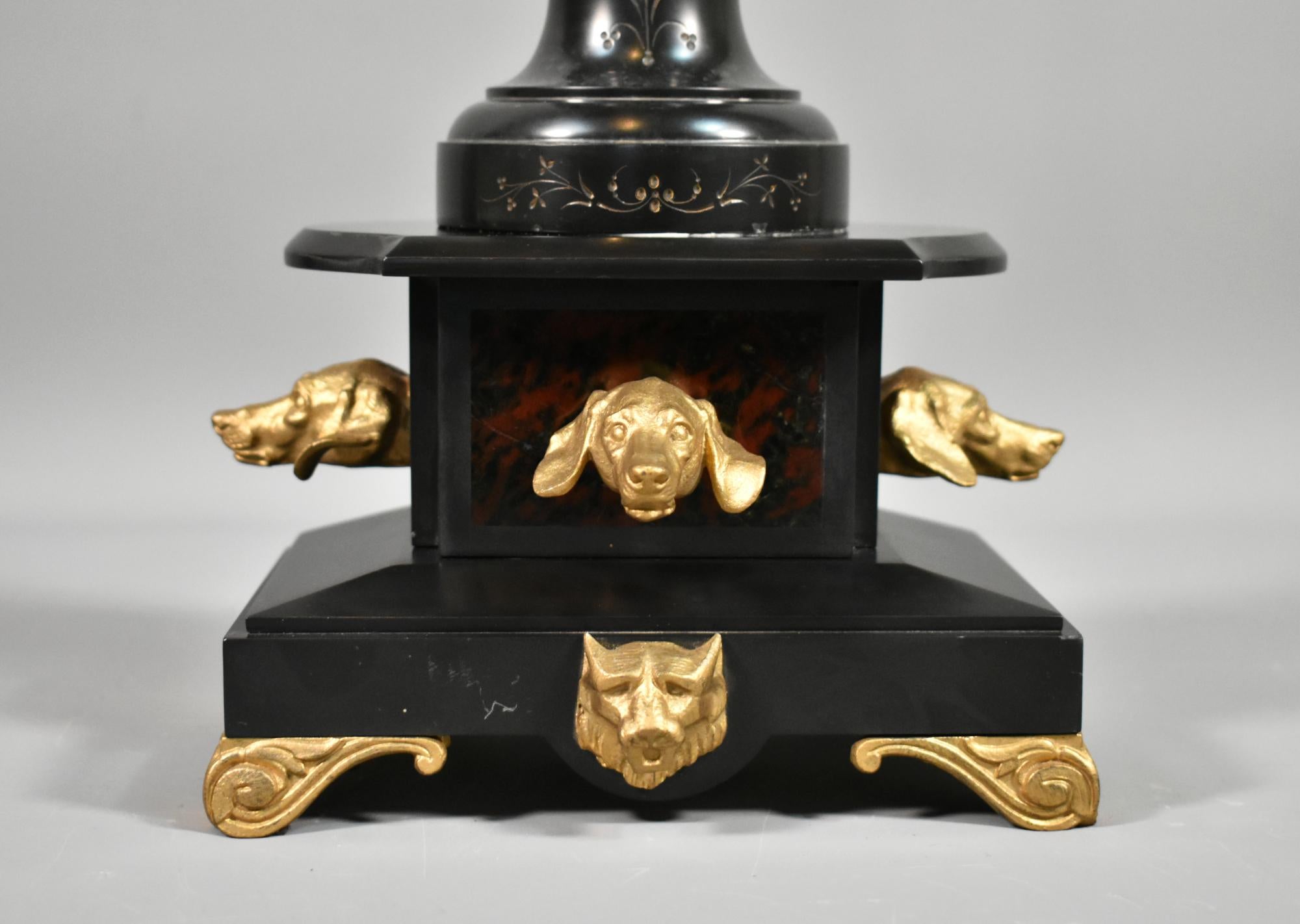 Metallo Candelabro decorativo dorato e in ardesia Napoleone III in vendita