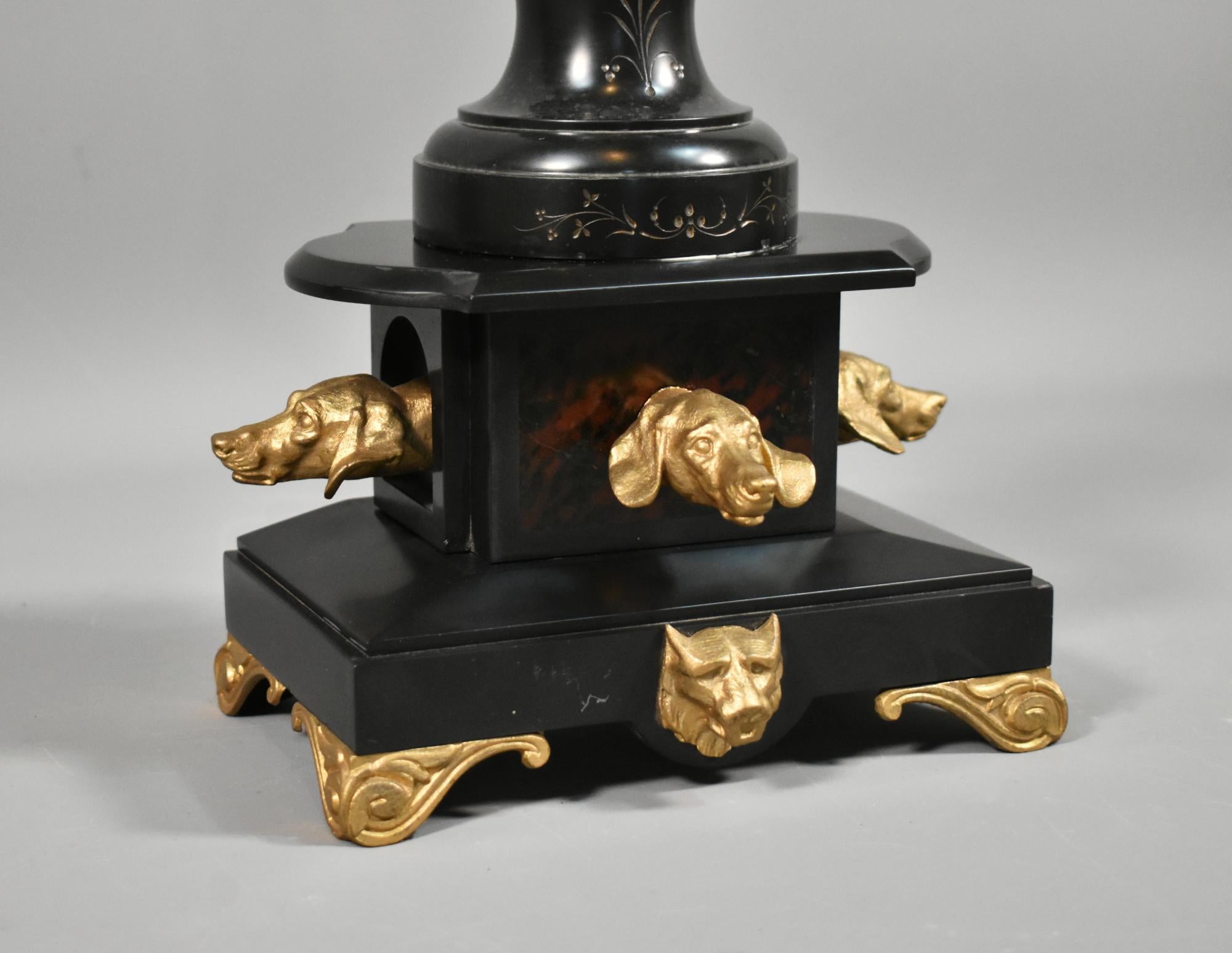 Candelabro decorativo dorato e in ardesia Napoleone III in vendita 1
