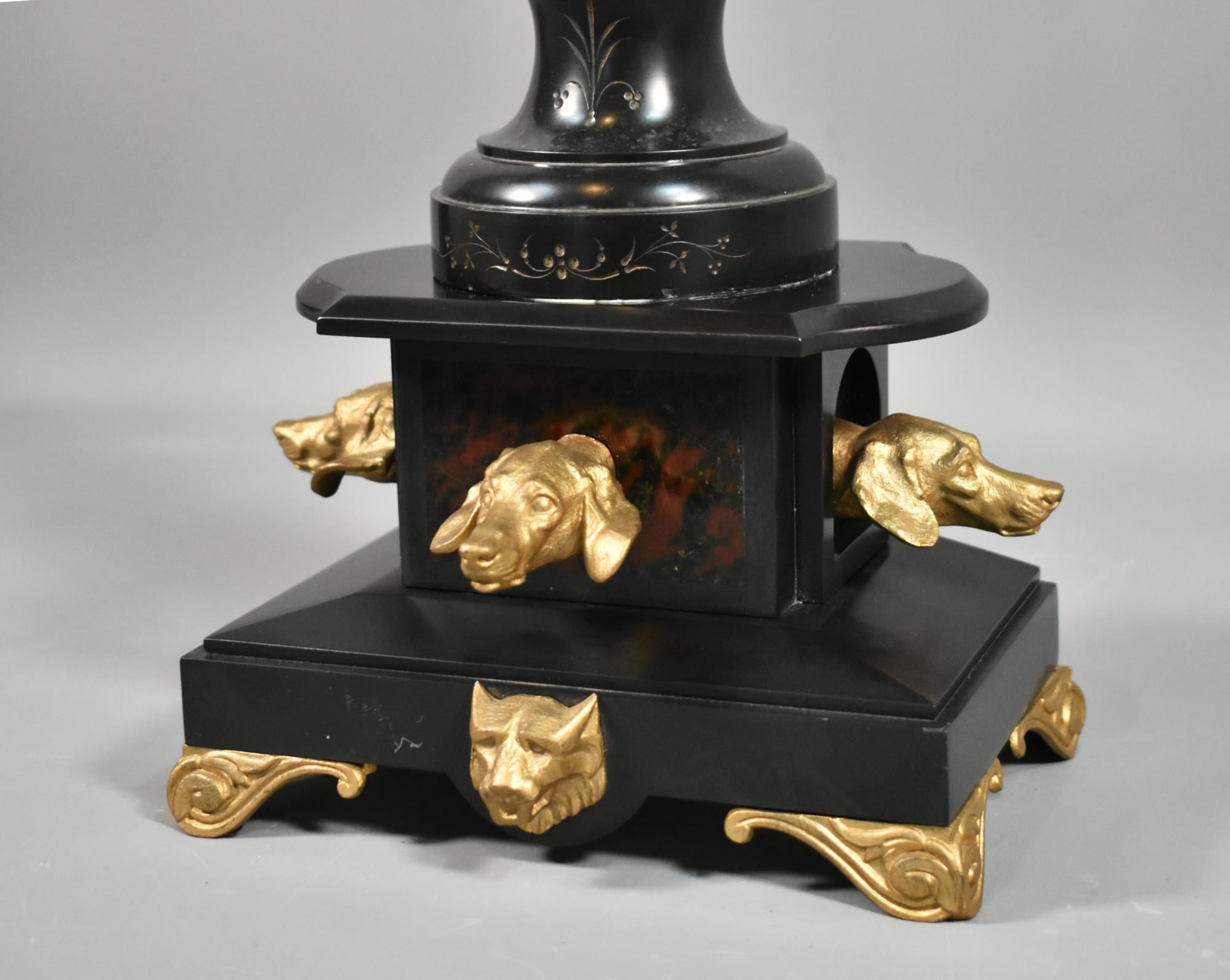 Candelabro decorativo dorato e in ardesia Napoleone III in vendita 2
