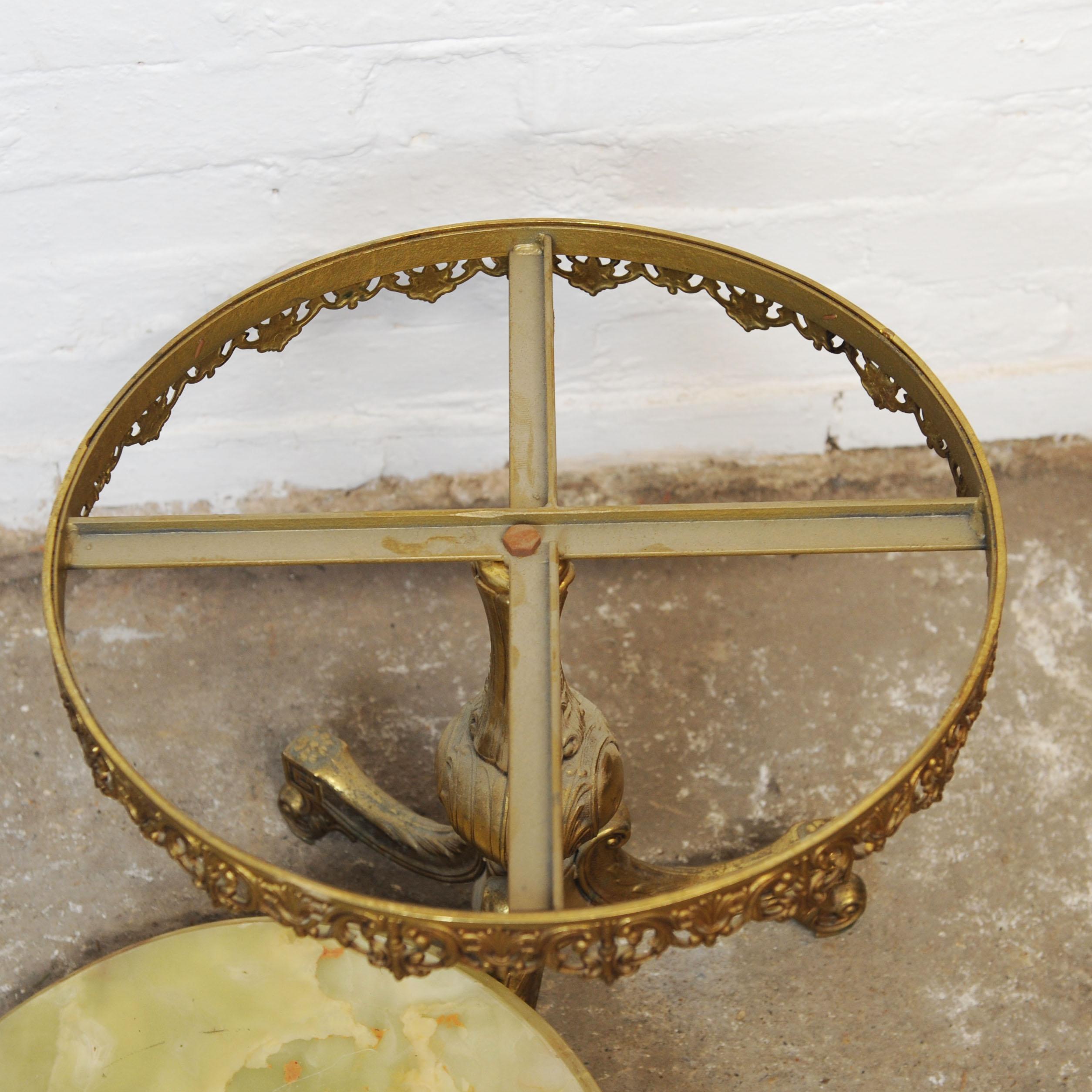 Decorative Gilt Brass and Round Marble Top Side Table, 1970s For Sale 2