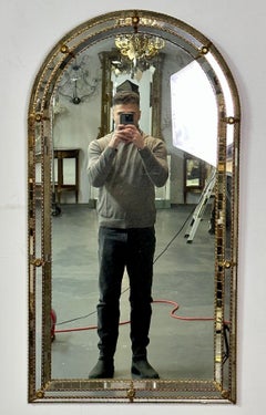 Decorative Giltwood Beveled Wall / Console / Pier Mirror, Micro Mosaic Design