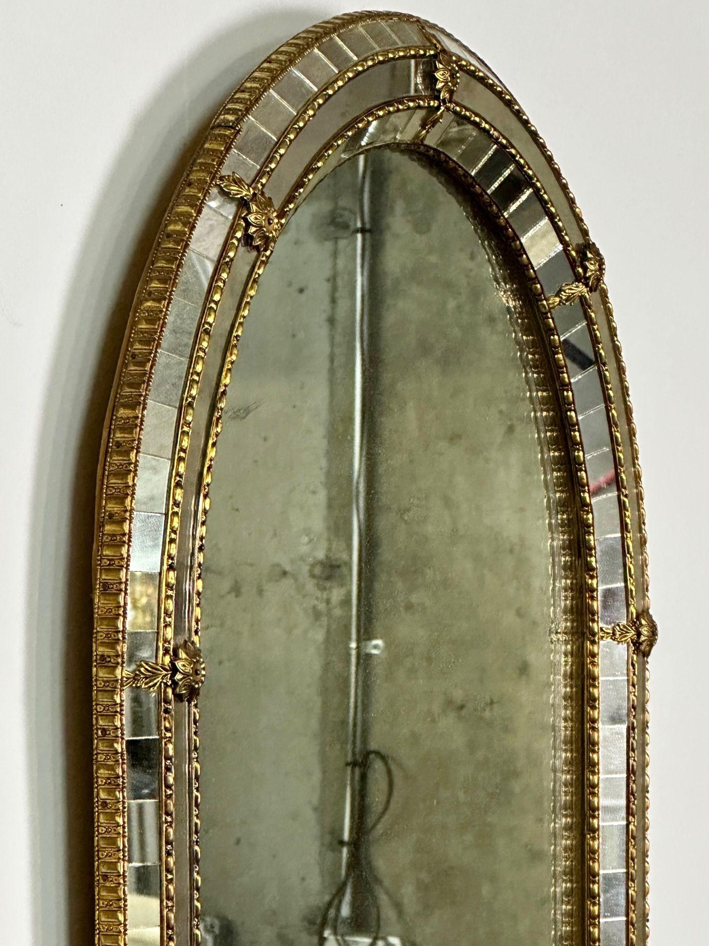 Decorative Giltwood Beveled Wall / Console / Pier Mirror, Micro Mosaic Design In Good Condition In Stamford, CT