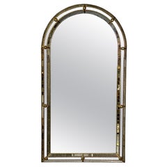 Decorative Giltwood Beveled Wall / Console / Pier Mirror, Micro Mosaic Design
