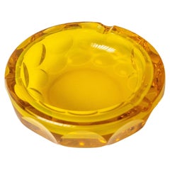 Vintage Decorative glass bowl, yellow with dots