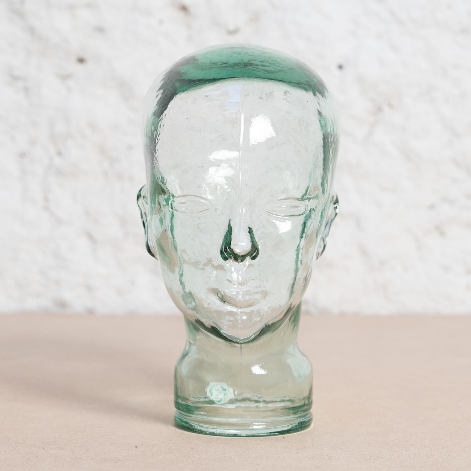 Mid-Century Modern Decorative Glass Head Sculpture, circa 1970 For Sale