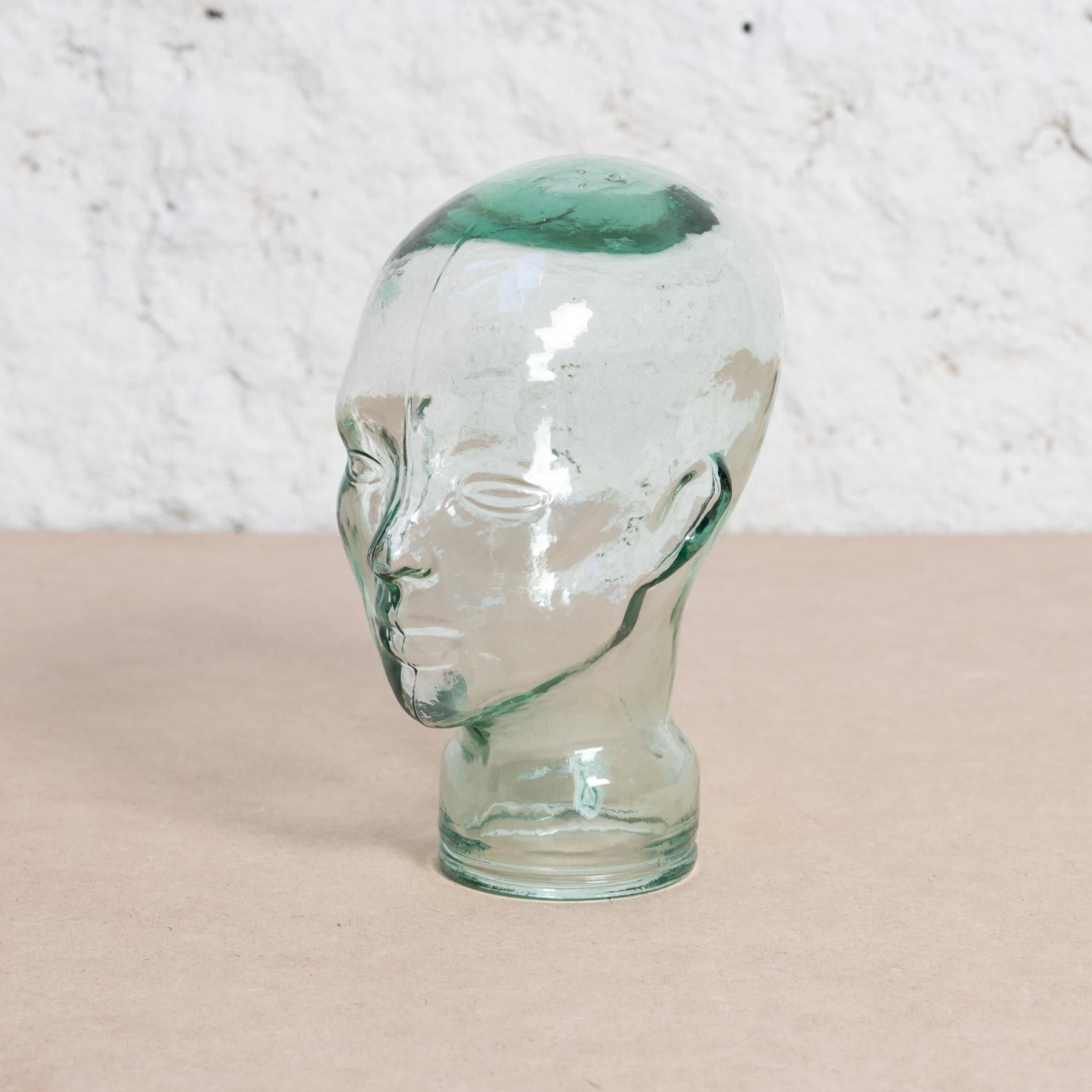 Spanish Decorative Glass Head Sculpture, circa 1970 For Sale