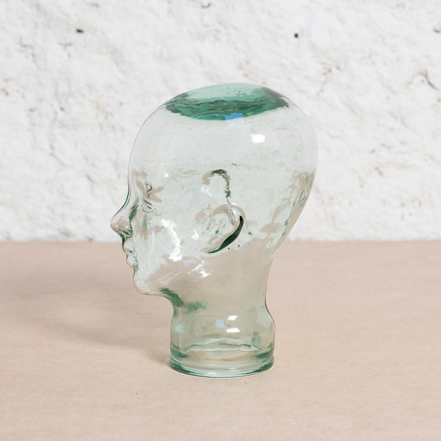 Late 20th Century Decorative Glass Head Sculpture, circa 1970 For Sale