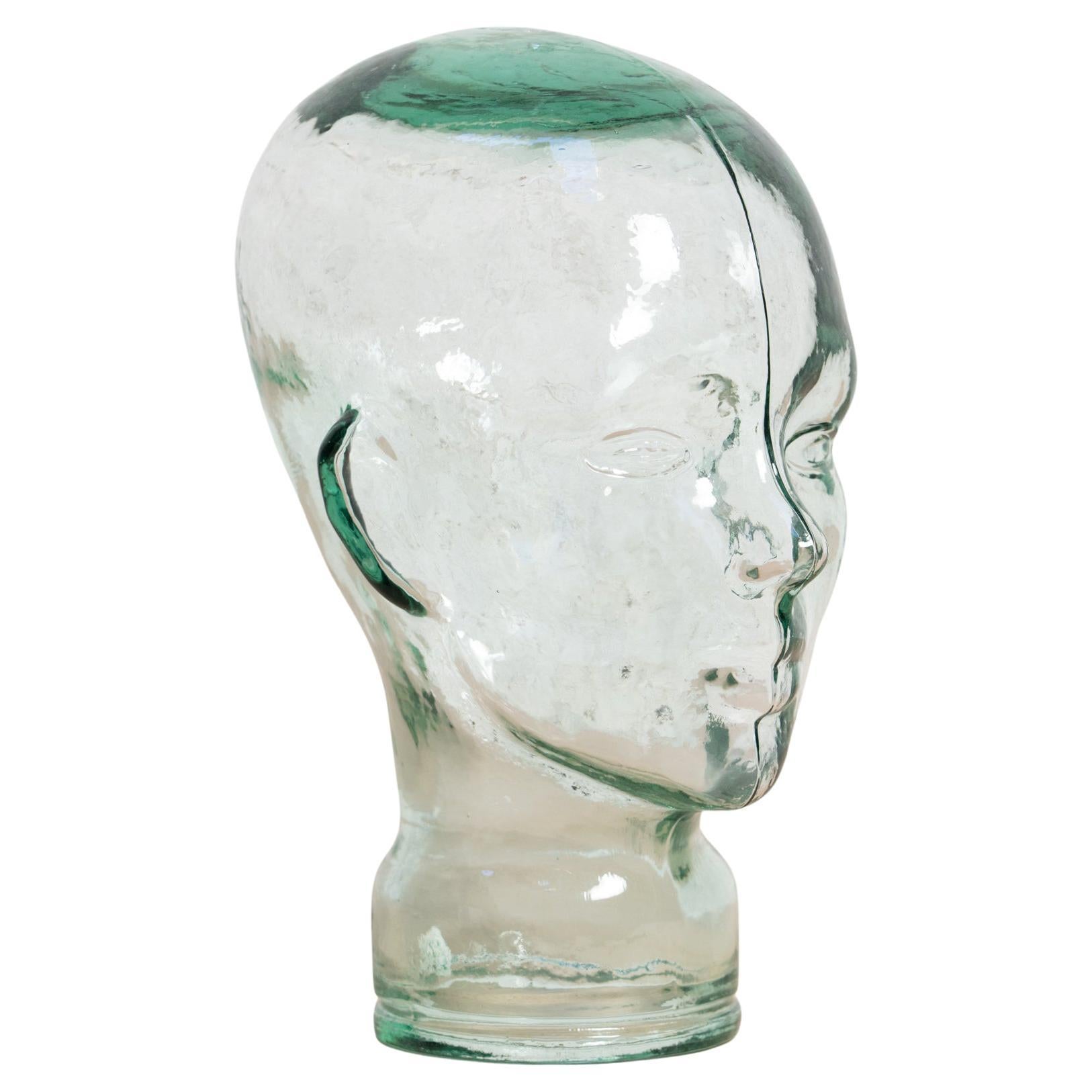 Decorative Glass Head Sculpture, circa 1970 For Sale