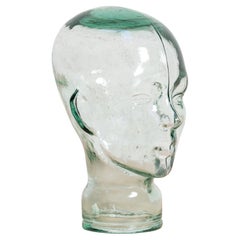 Sculpture de tête en verre décorative, vers 1970