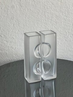 Decorative glass sculpture vases,  1980s clear glass modern bookcase accent