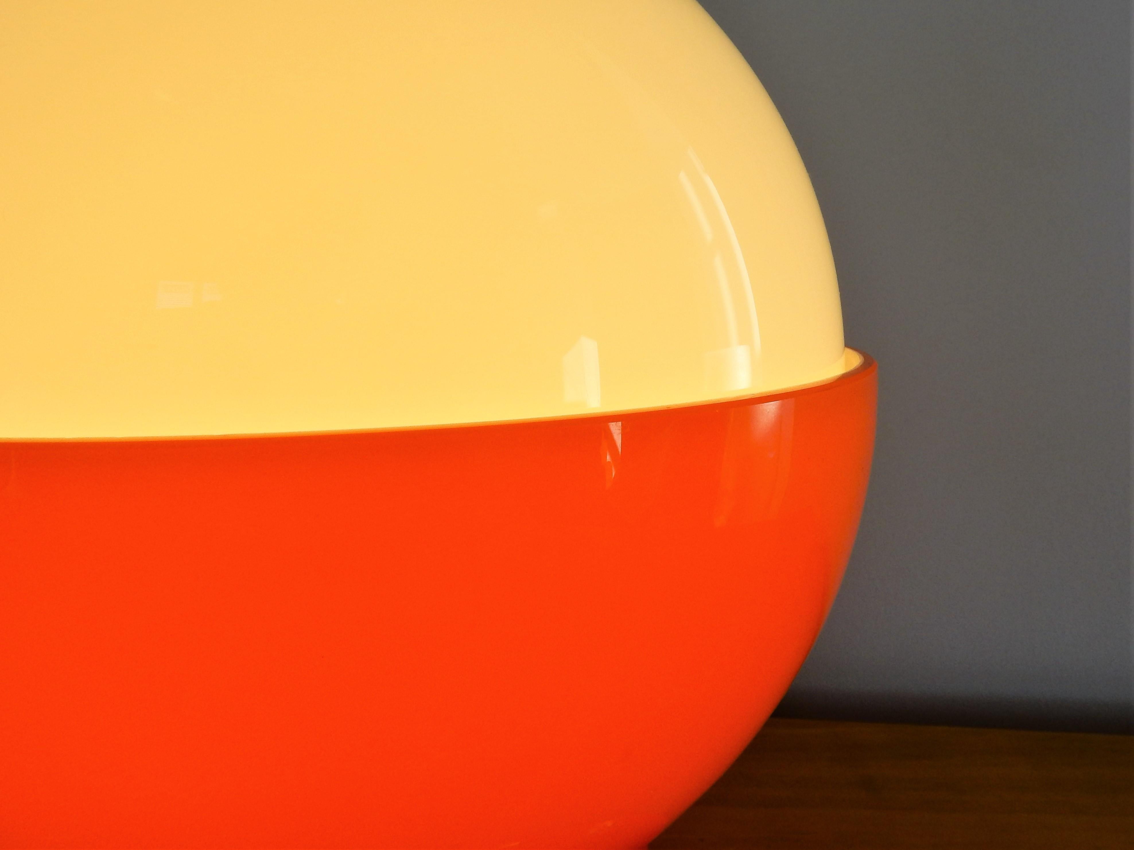 Mid-Century Modern Decorative Glass Table Lamp in Orange and White