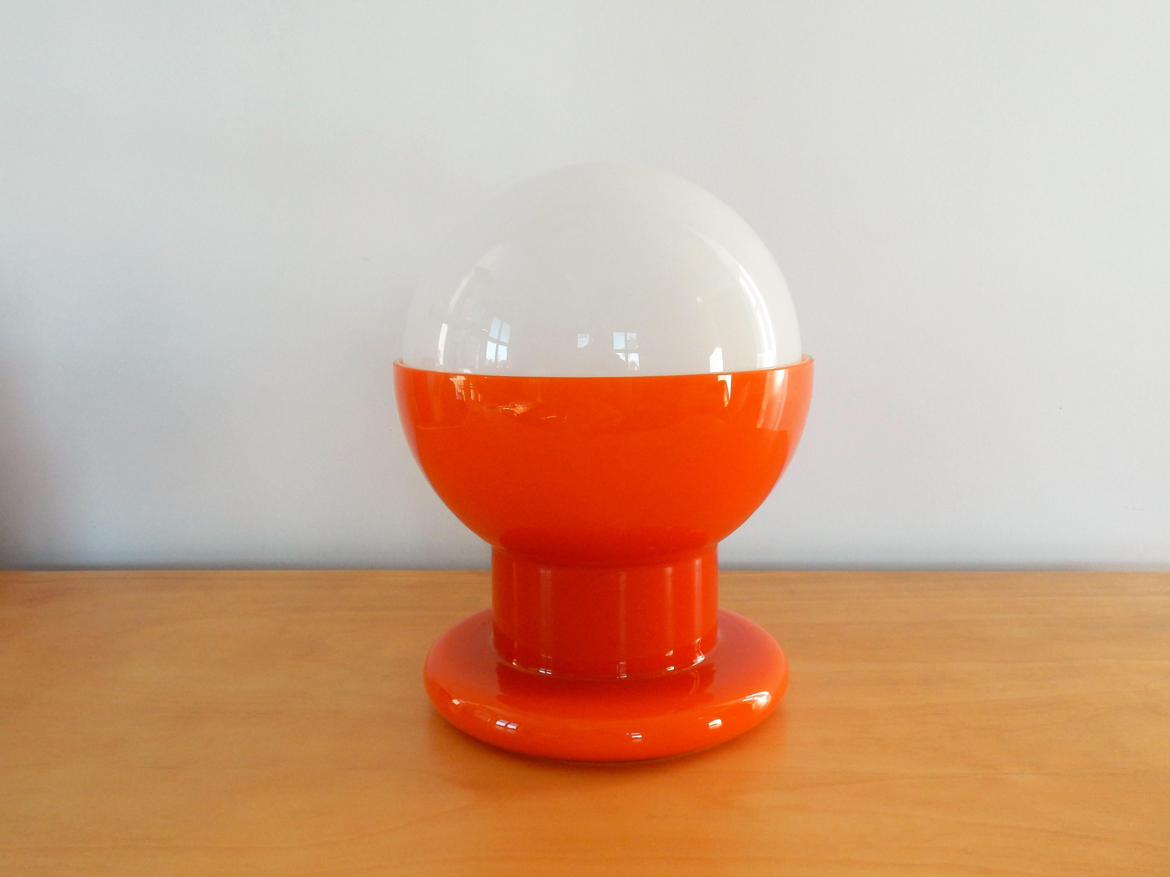 European Decorative Glass Table Lamp in Orange and White