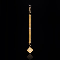 Decorative Gold Fob with Pearl Set Charm Circa 1900