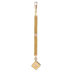 Decorative Gold Fob with Pearl Set Charm Circa 1900