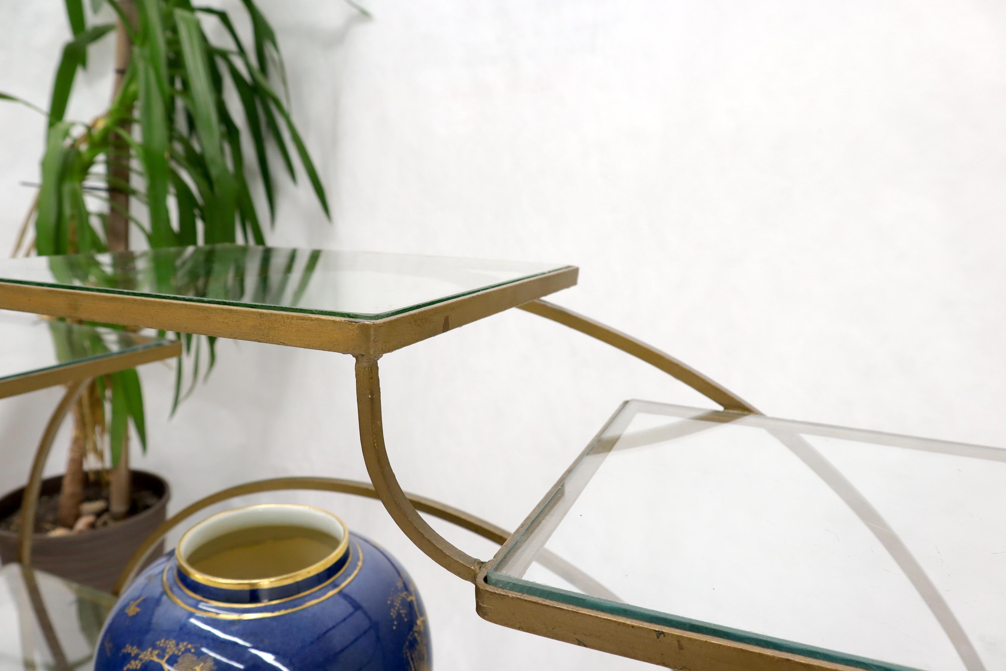 American Decorative Gold Gilt Wrought Iron Glass Shelves Étagère