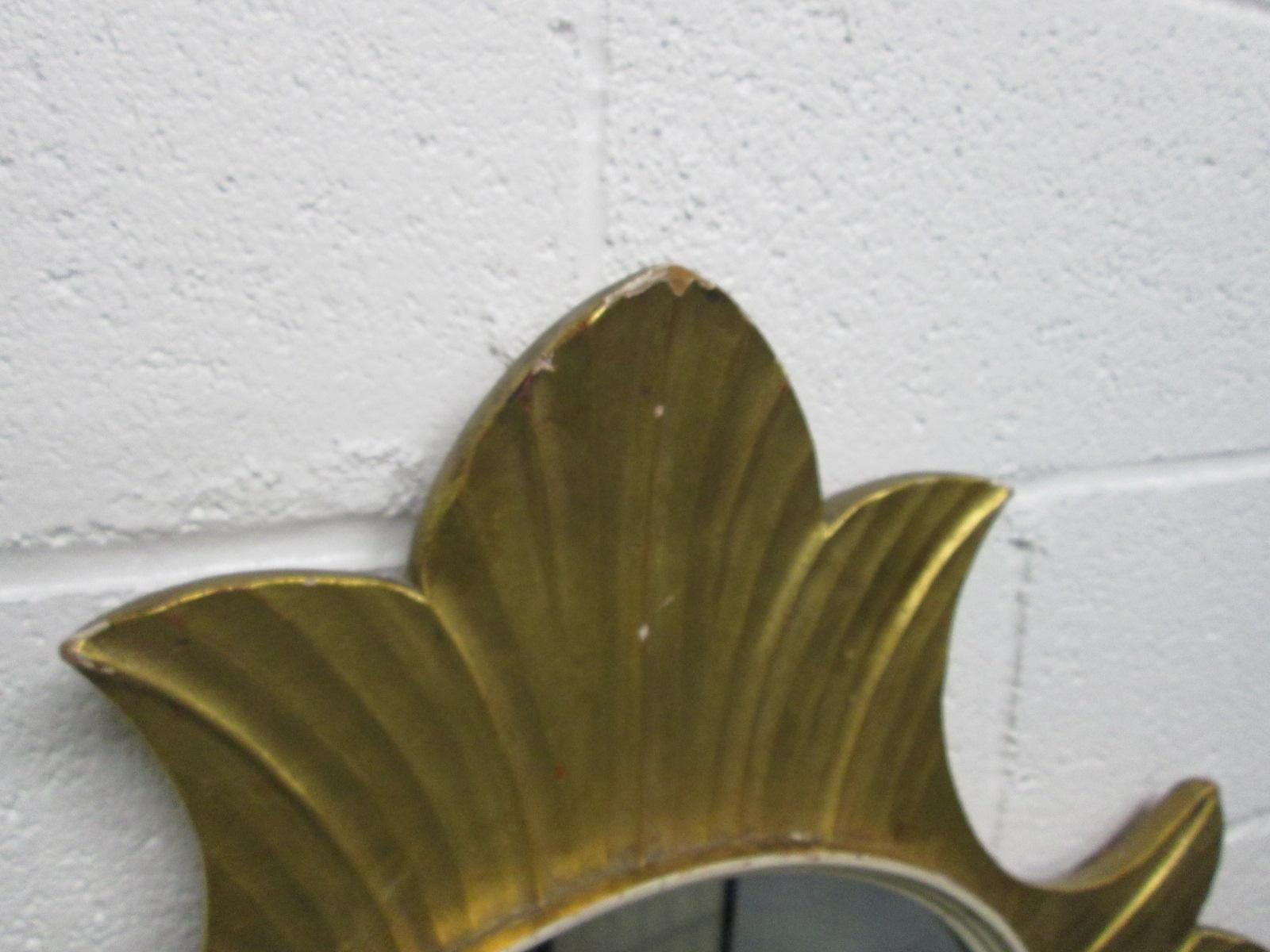 Hollywood Regency Decorative Gold Leaf Mirror For Sale