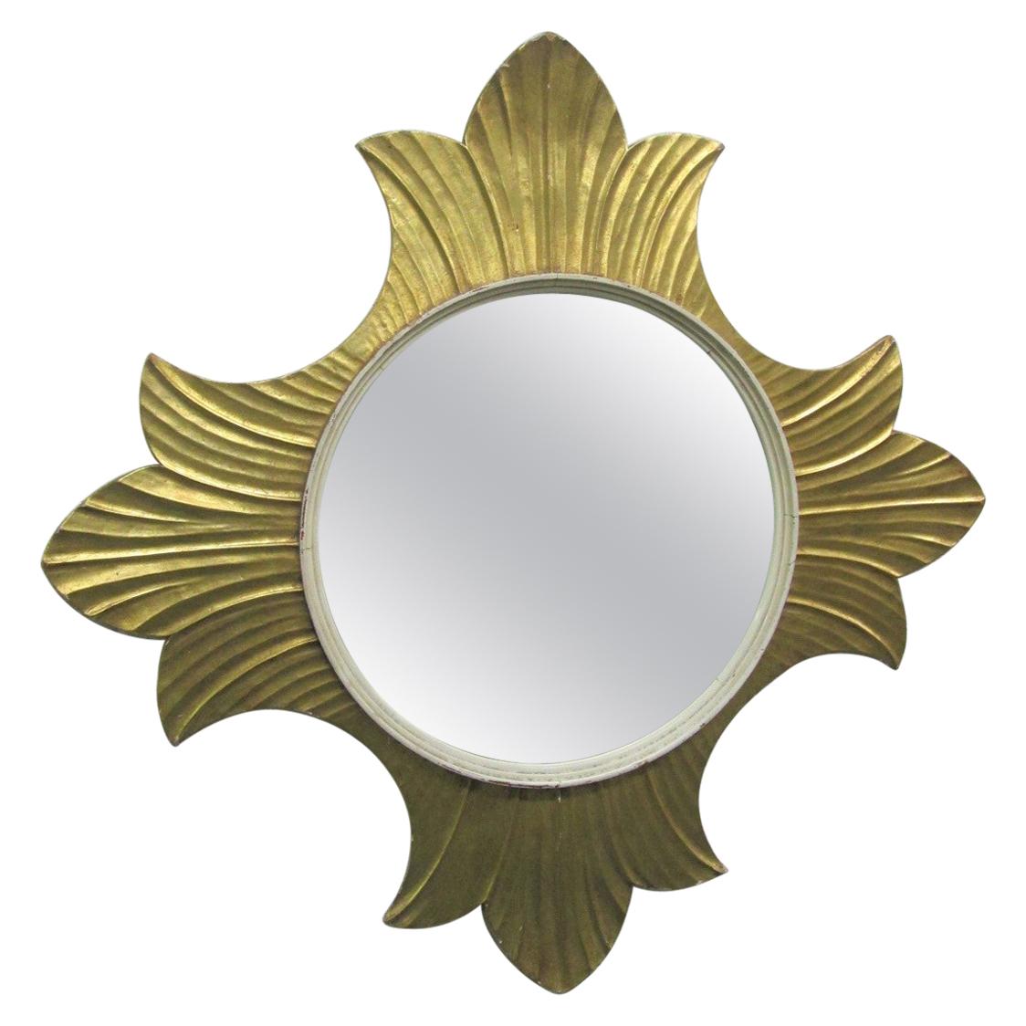 Miroir décoratif à feuilles d'or en vente