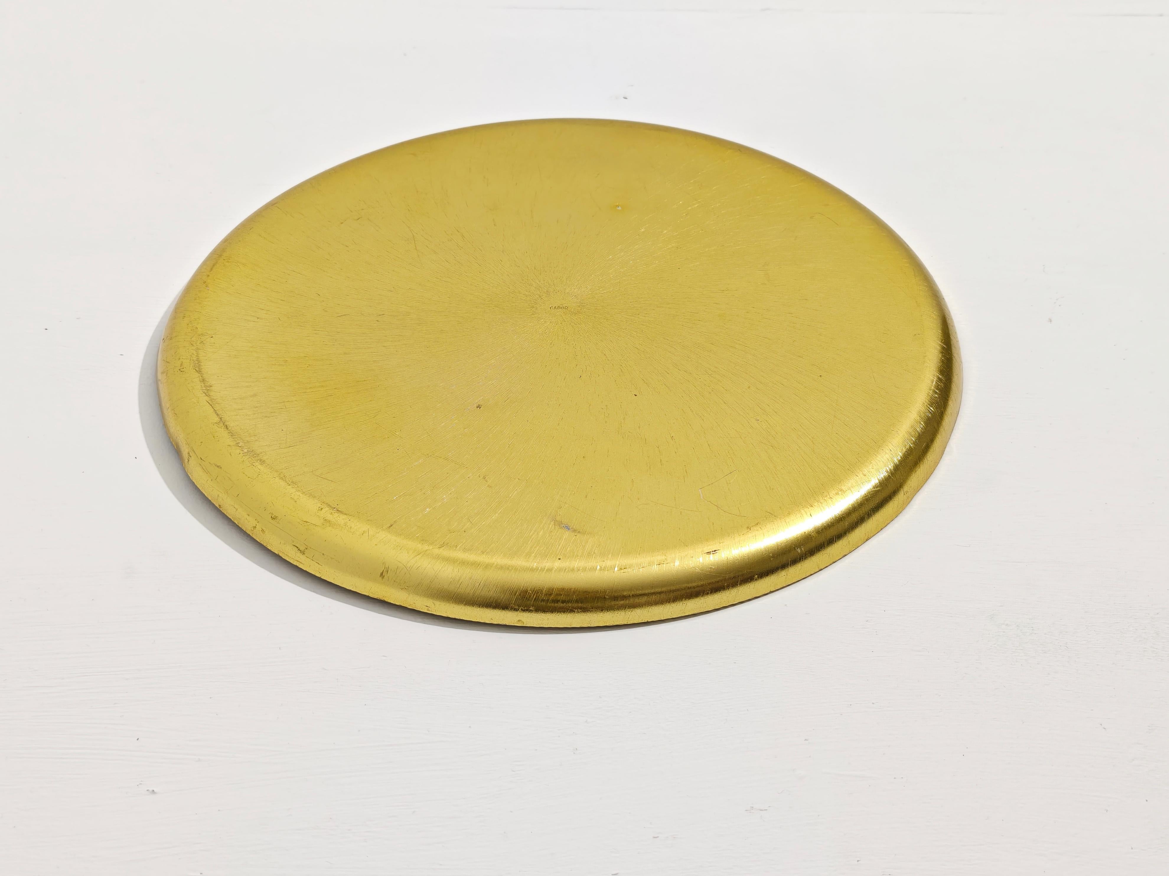 Bandeja decorativa de acero dorado Producción Moderna de Mediados de Siglo Italia 1970/80 en Bueno estado para la venta en Palermo, IT