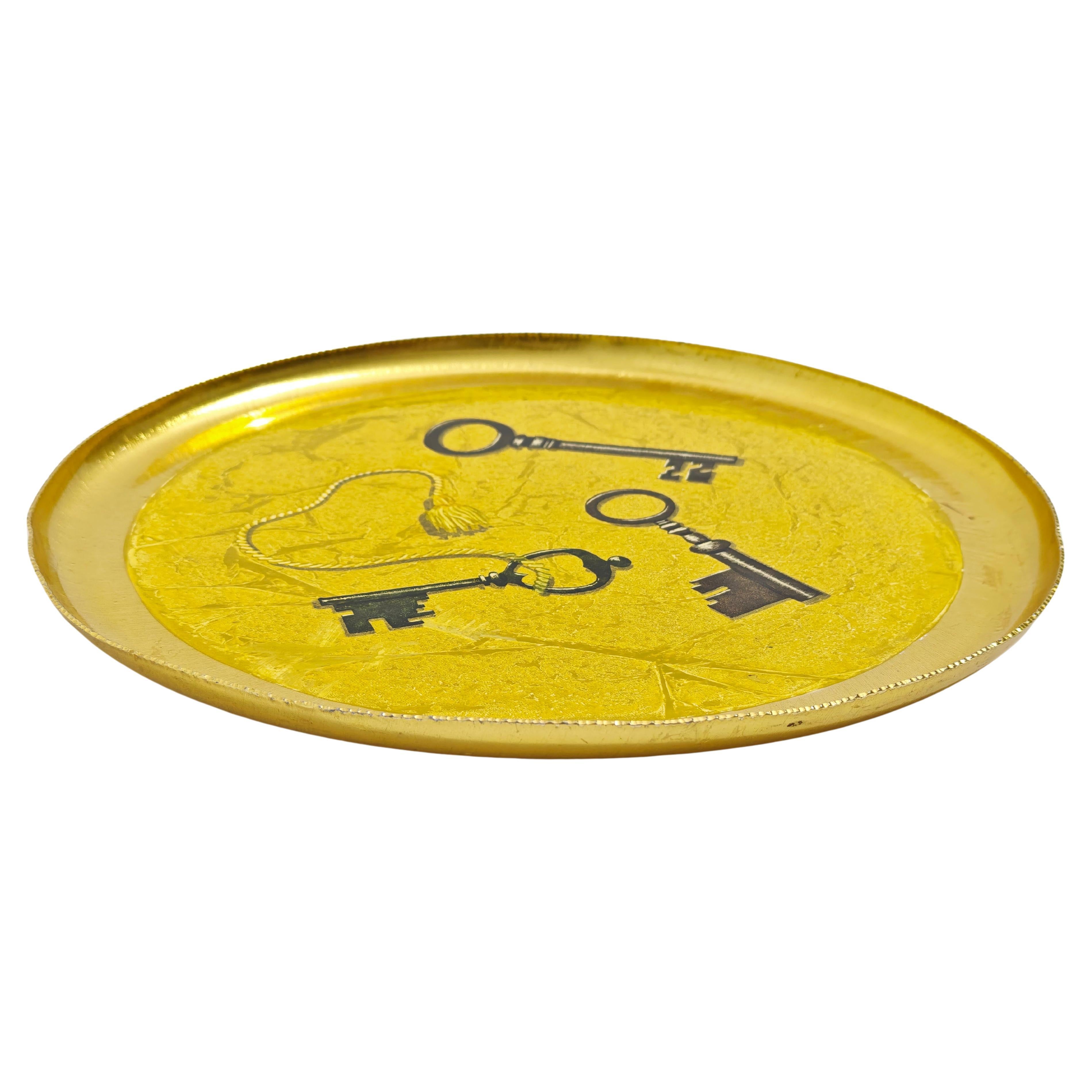 Decorative golden steel tray Mid-Century Modern Production Italy 1970/80