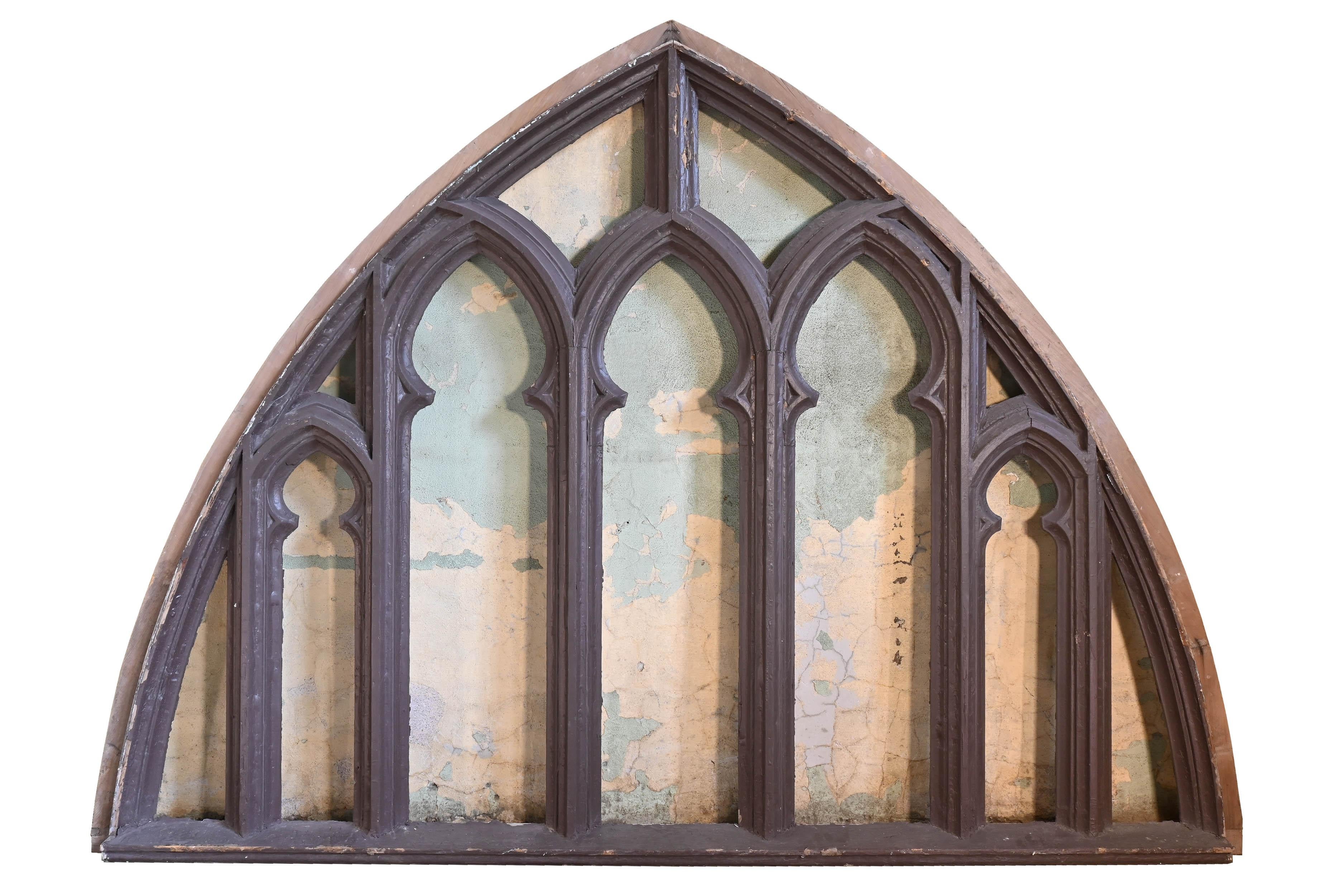 Gothic Revival Decorative Gothic Arched Frame with Curvilinear Open Work