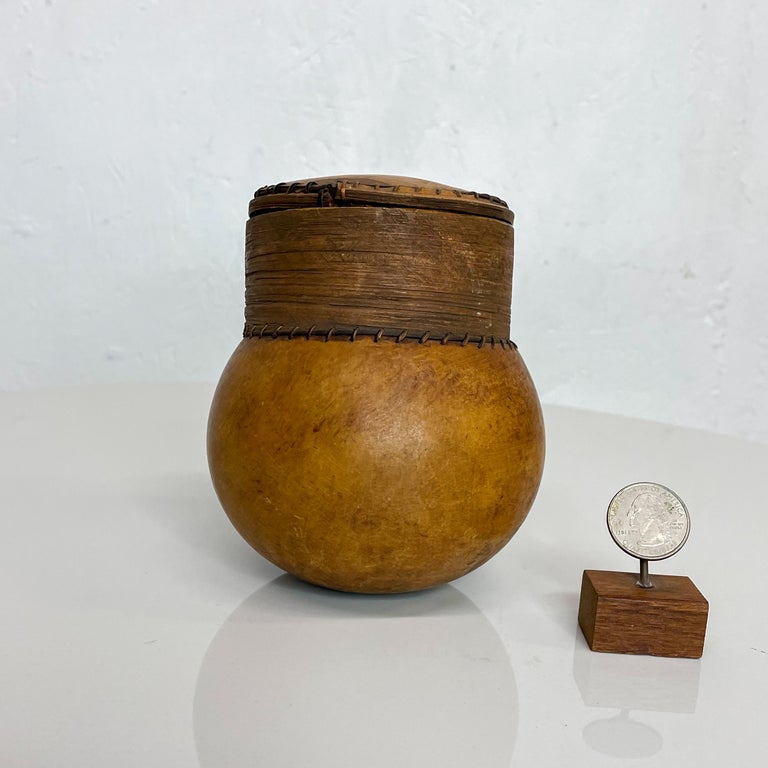 Mid-Century Modern Decorative Gourd Art Handmade Keepsake Box Made in Malta 1960s Modern For Sale