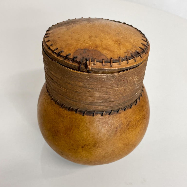 Mid-20th Century Decorative Gourd Art Handmade Keepsake Box Made in Malta 1960s Modern For Sale