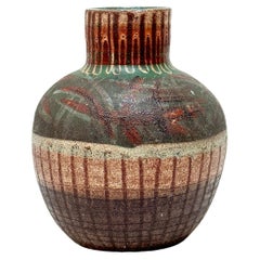 Vintage Decorative Gourd Vase, Accolay, France c. 1960