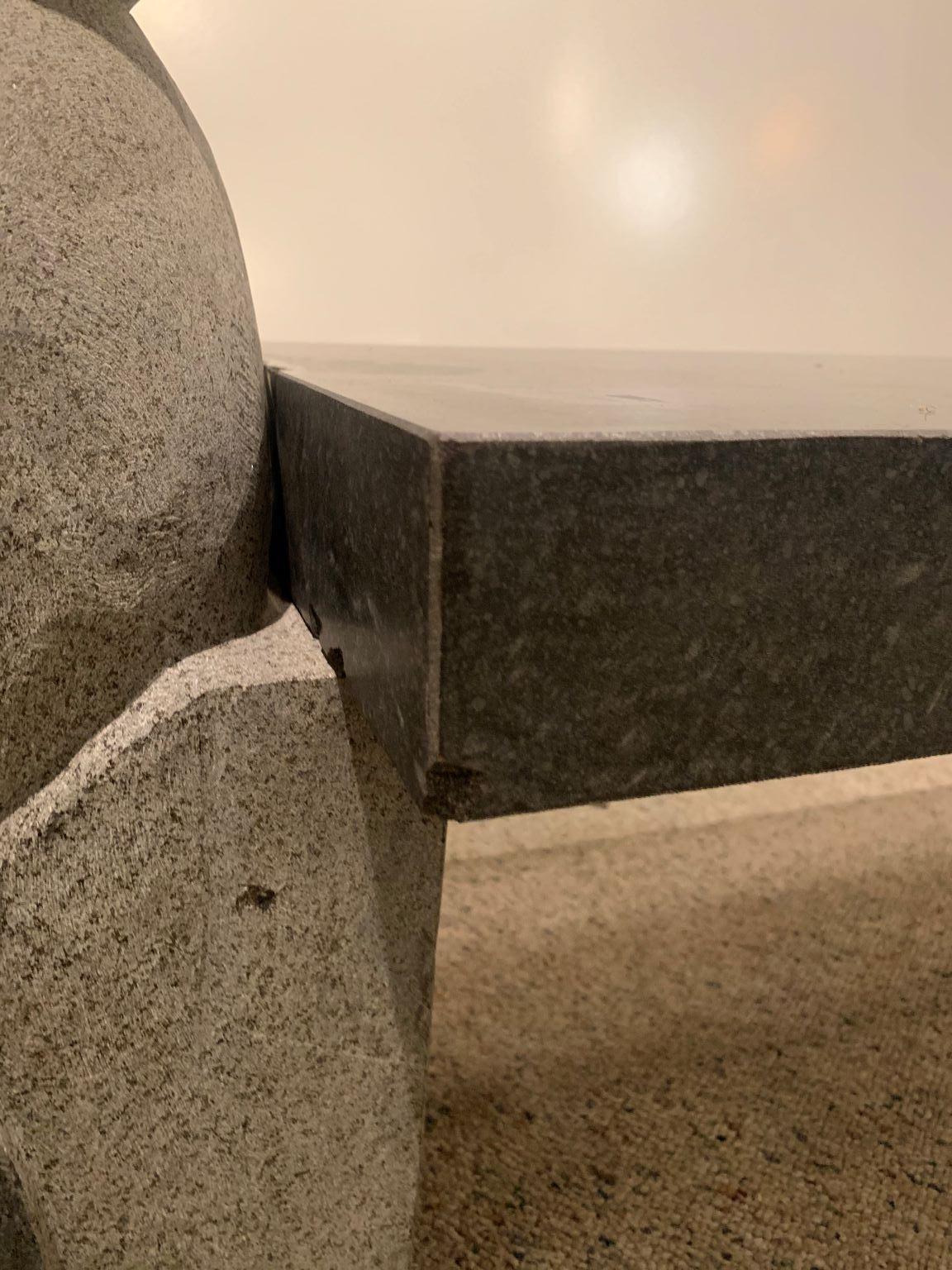 Polished Decorative Granite Penguin Bench or Table in the Style of Jeff Koons