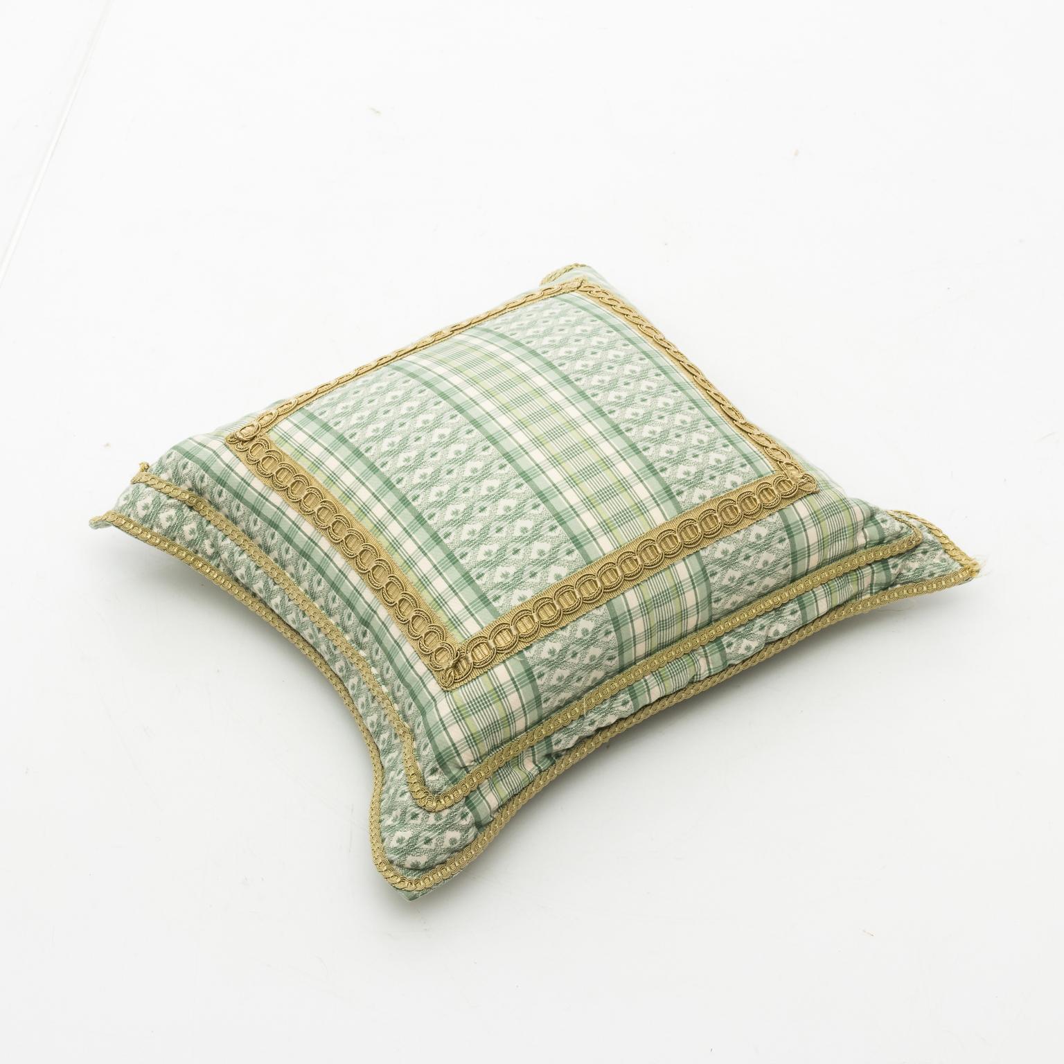 Fabric Decorative Green and White Pillows