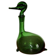 Pichet décoratif en verre vert