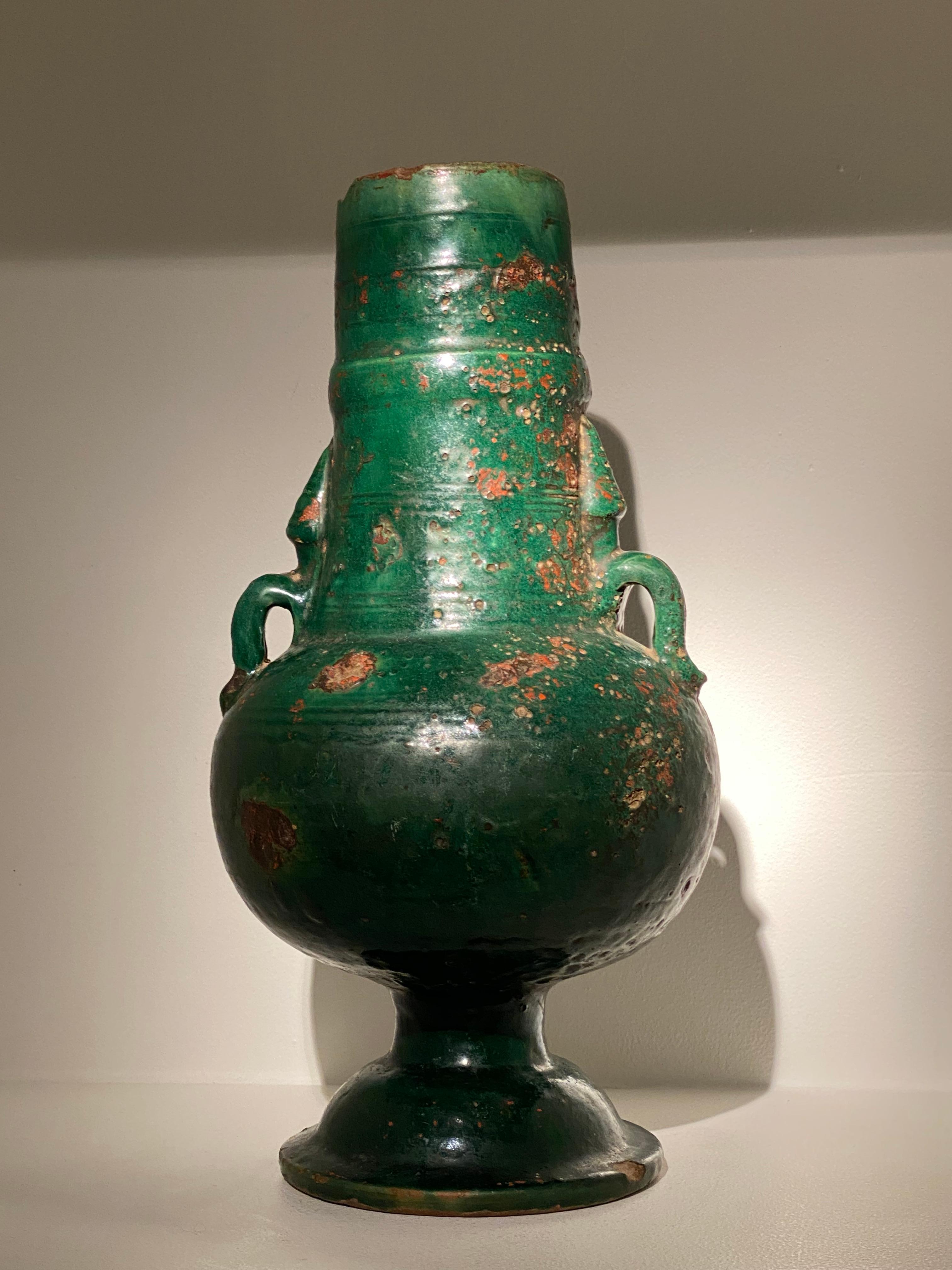 Decorative Green Glazed Jar from The Orient, 19 th Century, Yemen For Sale 1