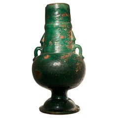 Antique Decorative Green Glazed Jar from The Orient, 19 th Century, Yemen