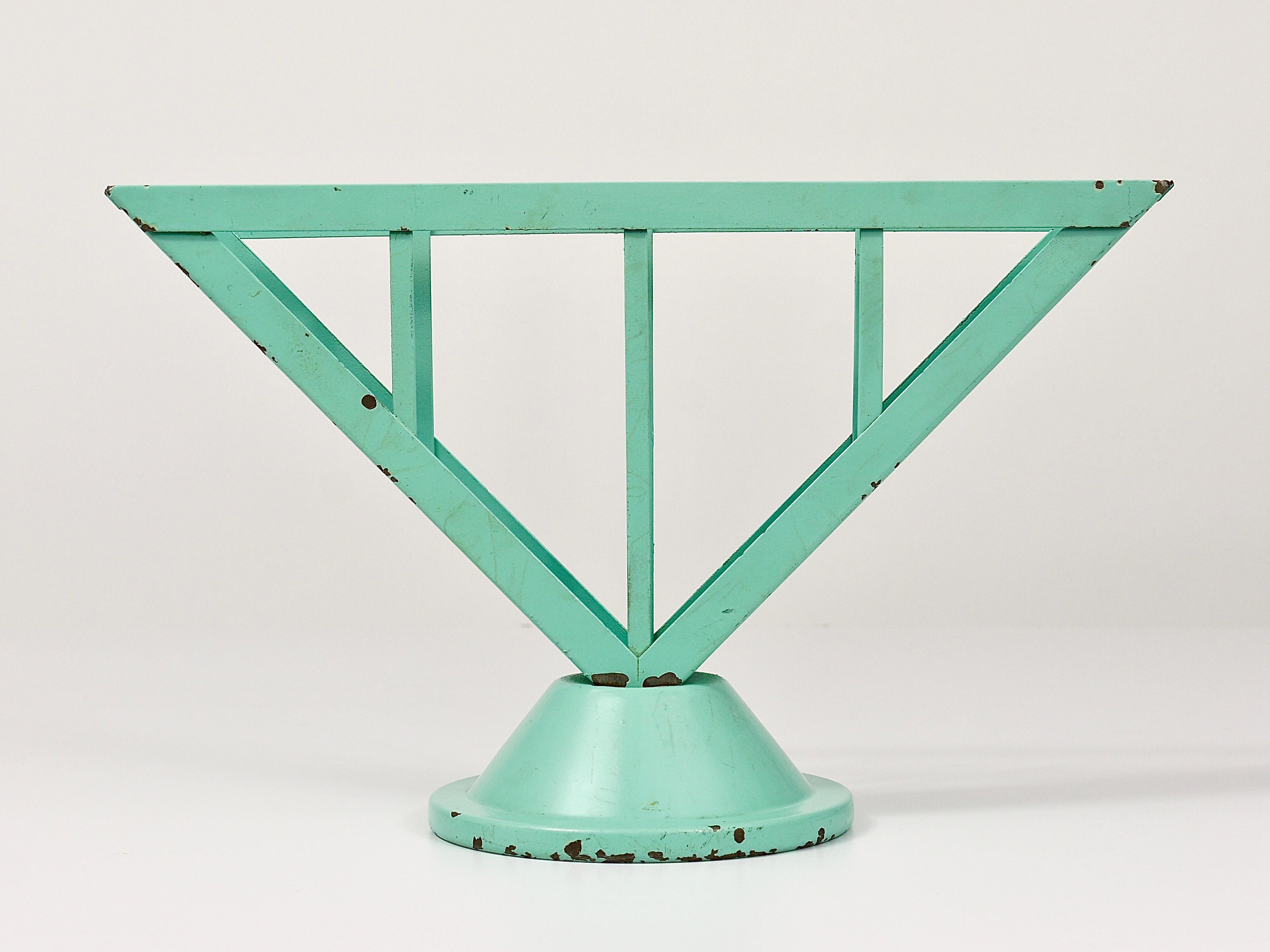 Enameled Decorative Green Marianne Brandt Avantgarde Bauhaus Napkin Holder, Ruppel, 1930s For Sale