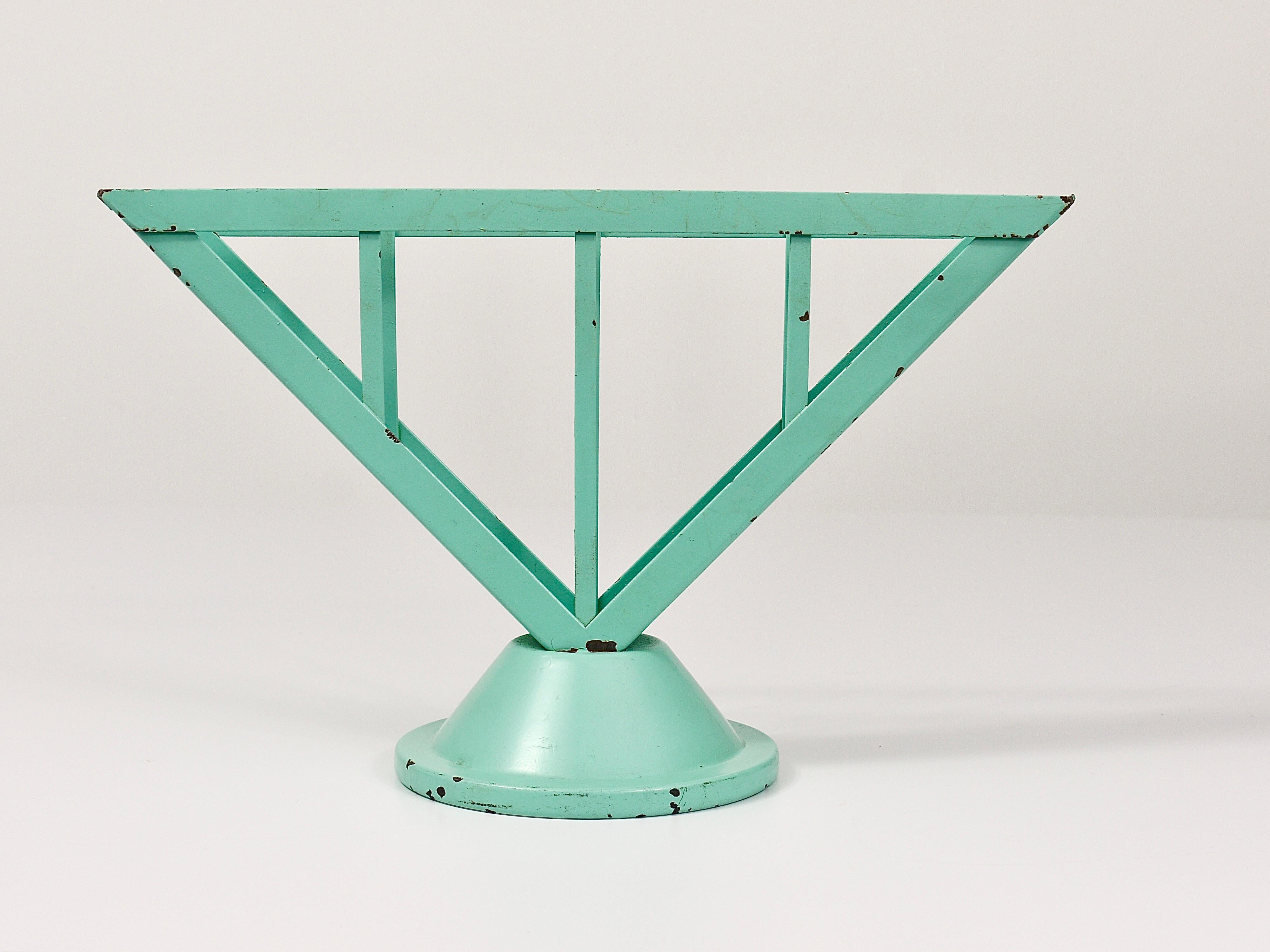 Metal Decorative Green Marianne Brandt Avantgarde Bauhaus Napkin Holder, Ruppel, 1930s For Sale