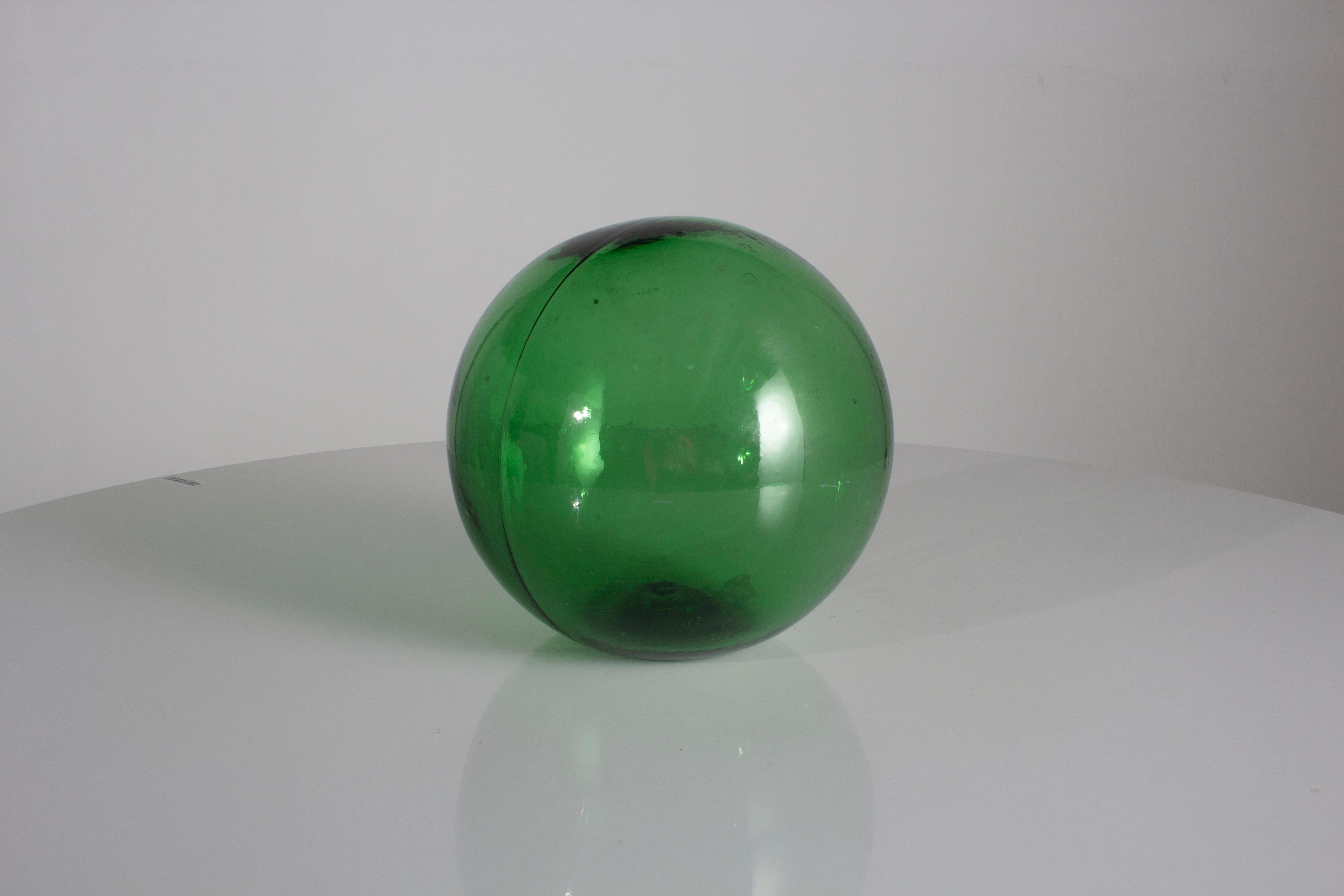 Blown Glass Decorative Green Orbe Decor For Sale