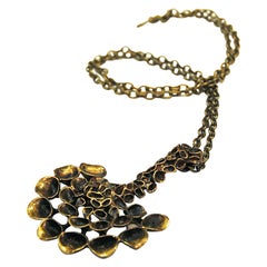 Decorative Halfcircle Shaped Bronze Necklace by Hannu Ikonen, Finland, 1970s