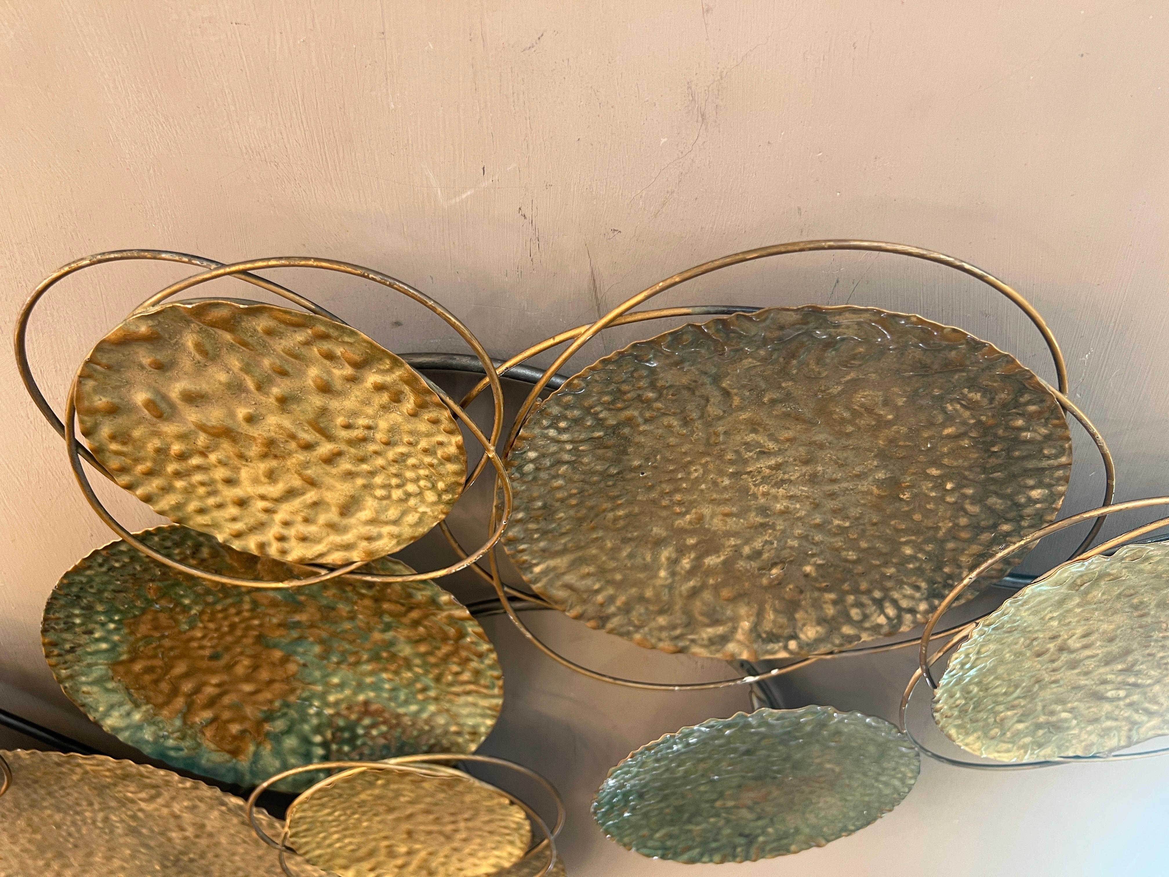 Decorative Hammered Bronze Wall Sculpture 1970s For Sale 1