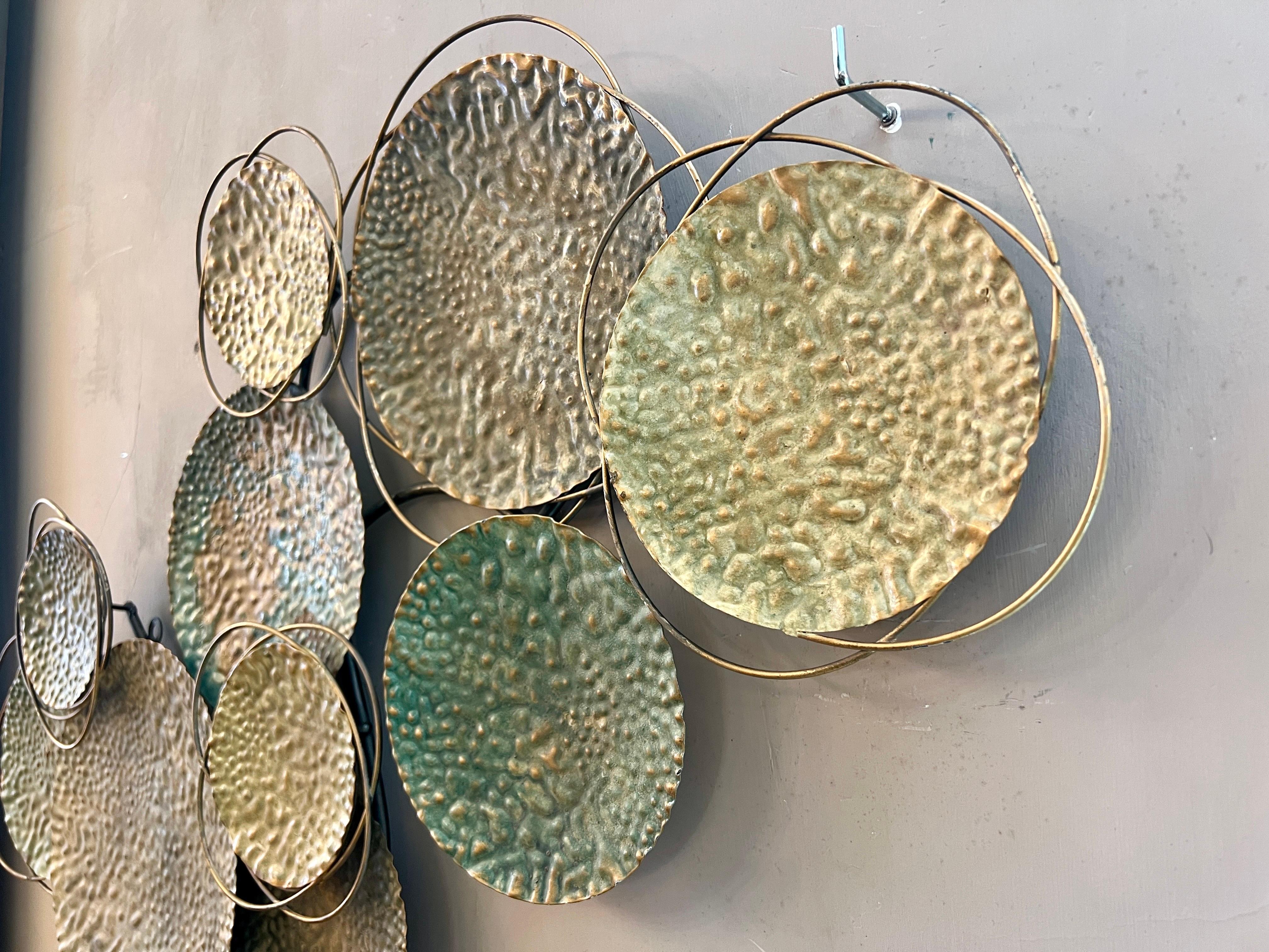 Decorative Hammered Bronze Wall Sculpture 1970s For Sale 3