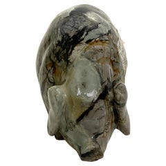 Cerdo decorativo de ágata engastado a mano