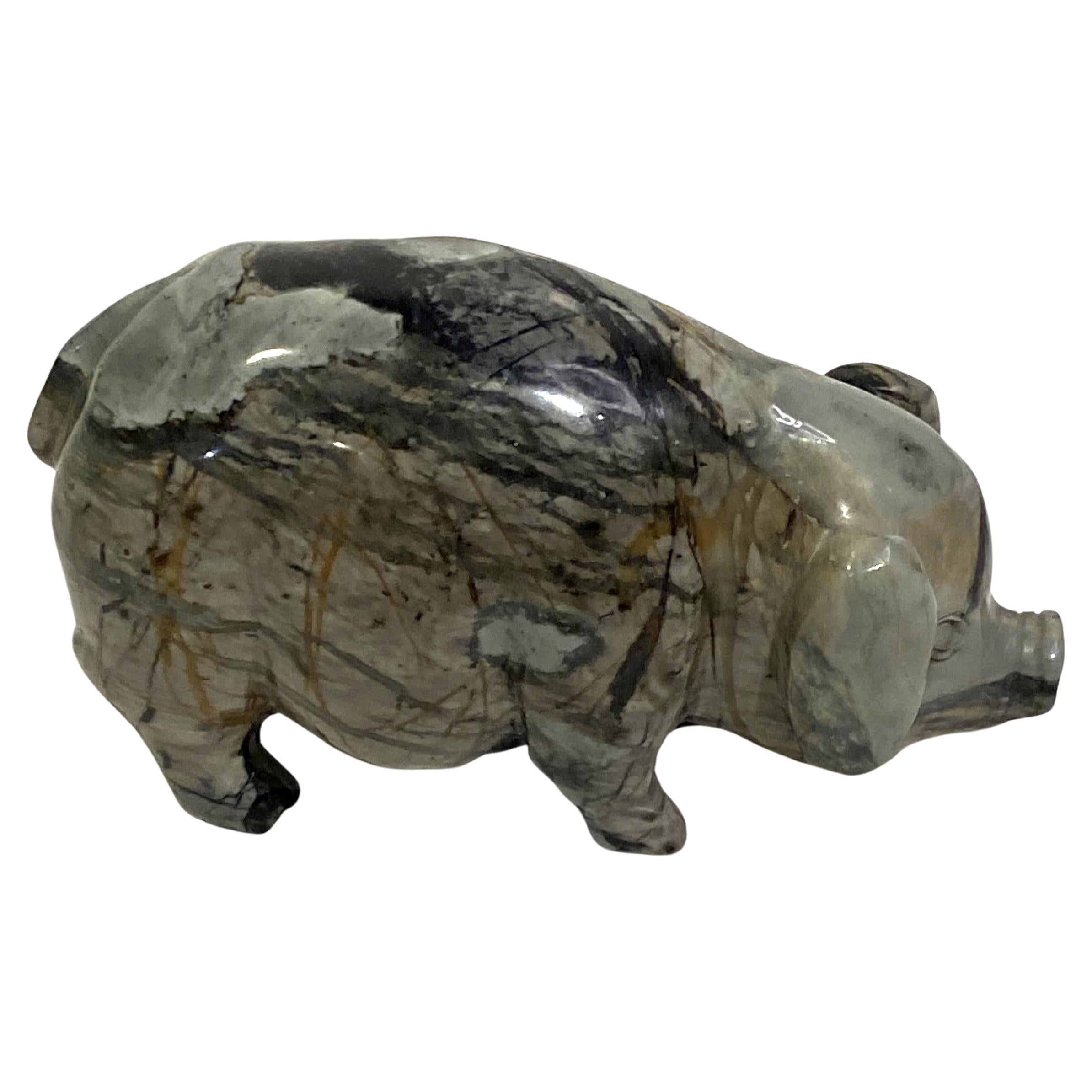 Decorative Hand-Caeved Agate Pig For Sale