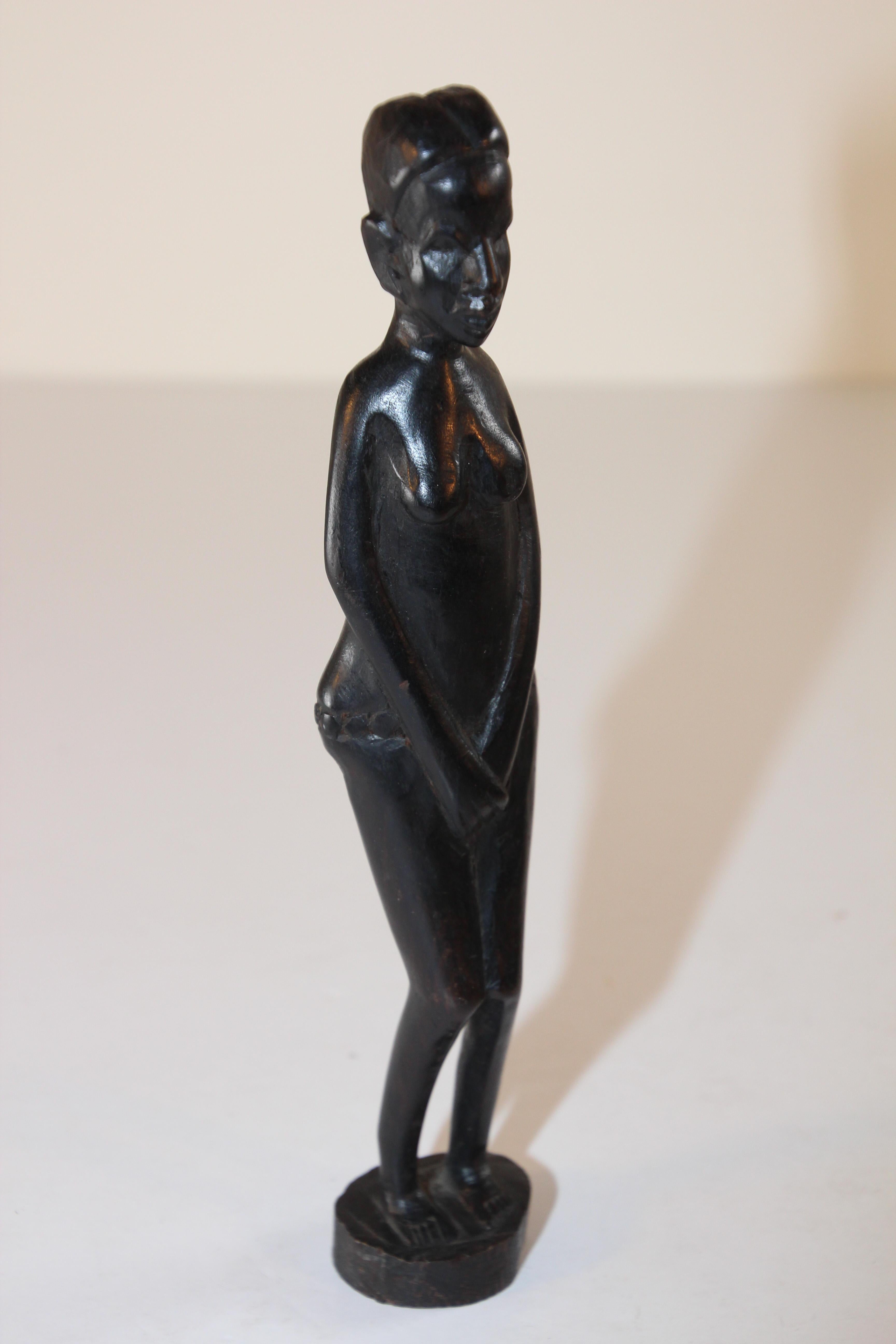 Ebony Decorative Hand-Carved African Set of Wood Statues from Kenya