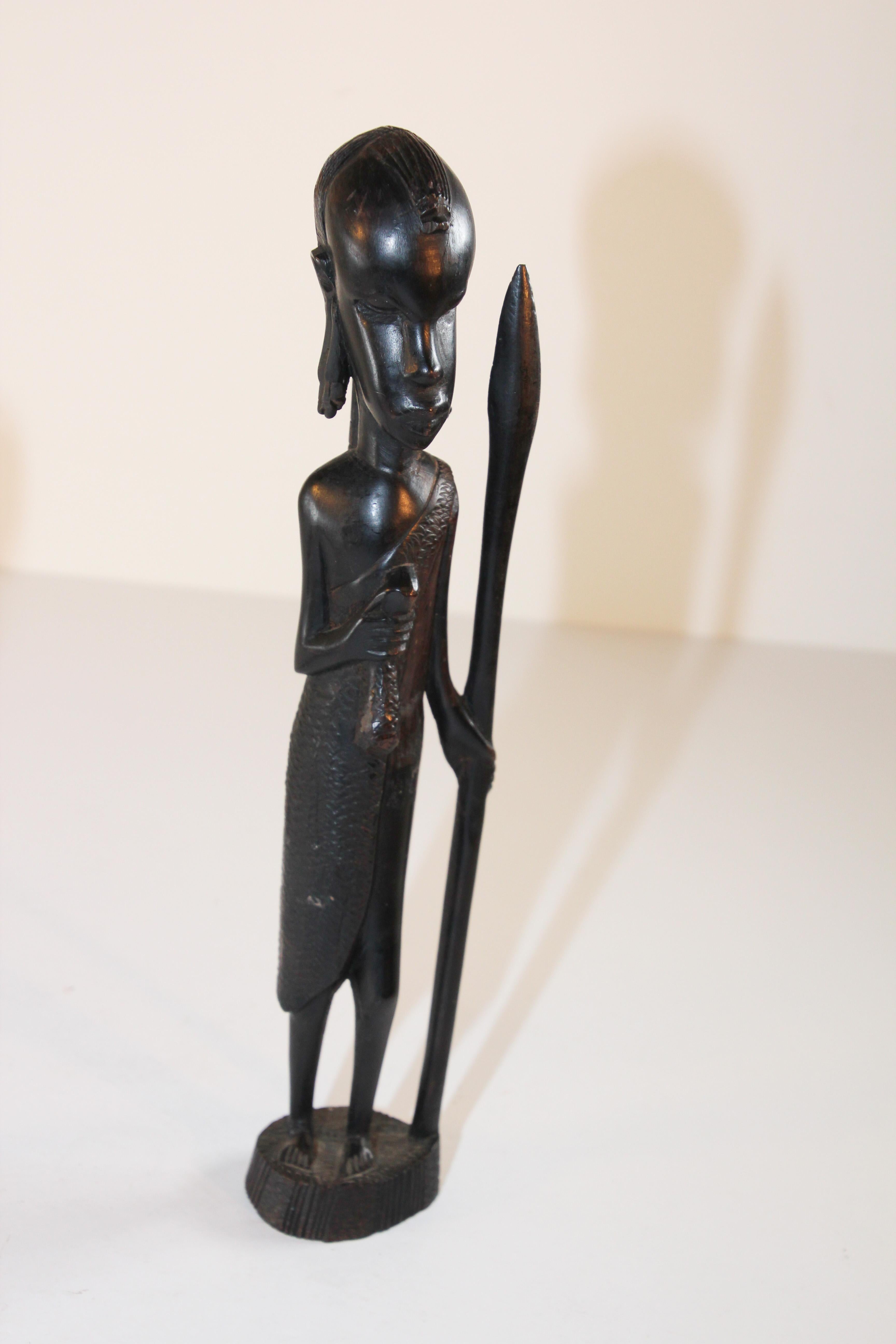 Decorative Hand-Carved African Set of Wood Statues from Kenya 2