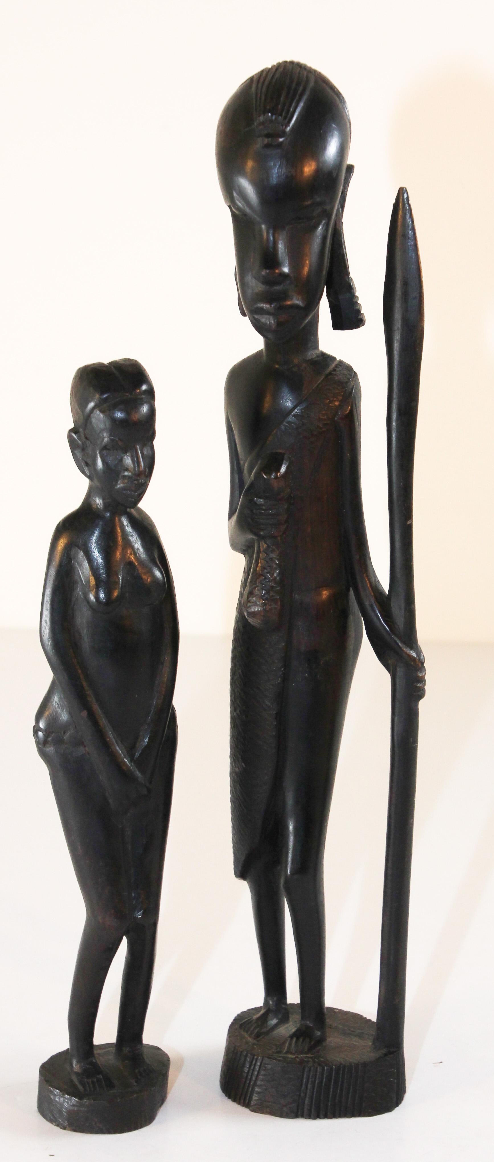 Decorative Hand-Carved African Set of Wood Statues from Kenya 9