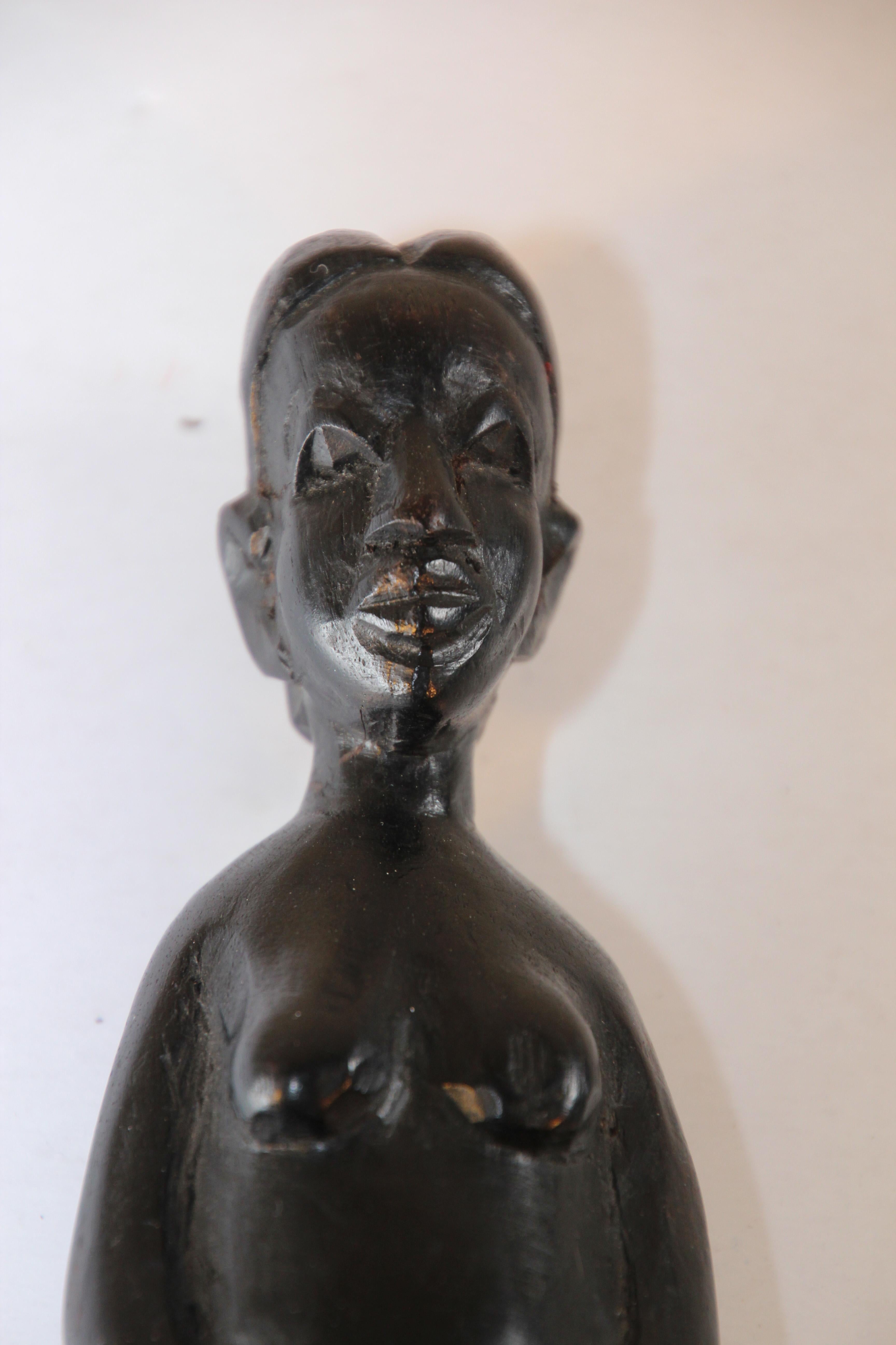 Kenyan Decorative Hand-Carved African Set of Wood Statues from Kenya