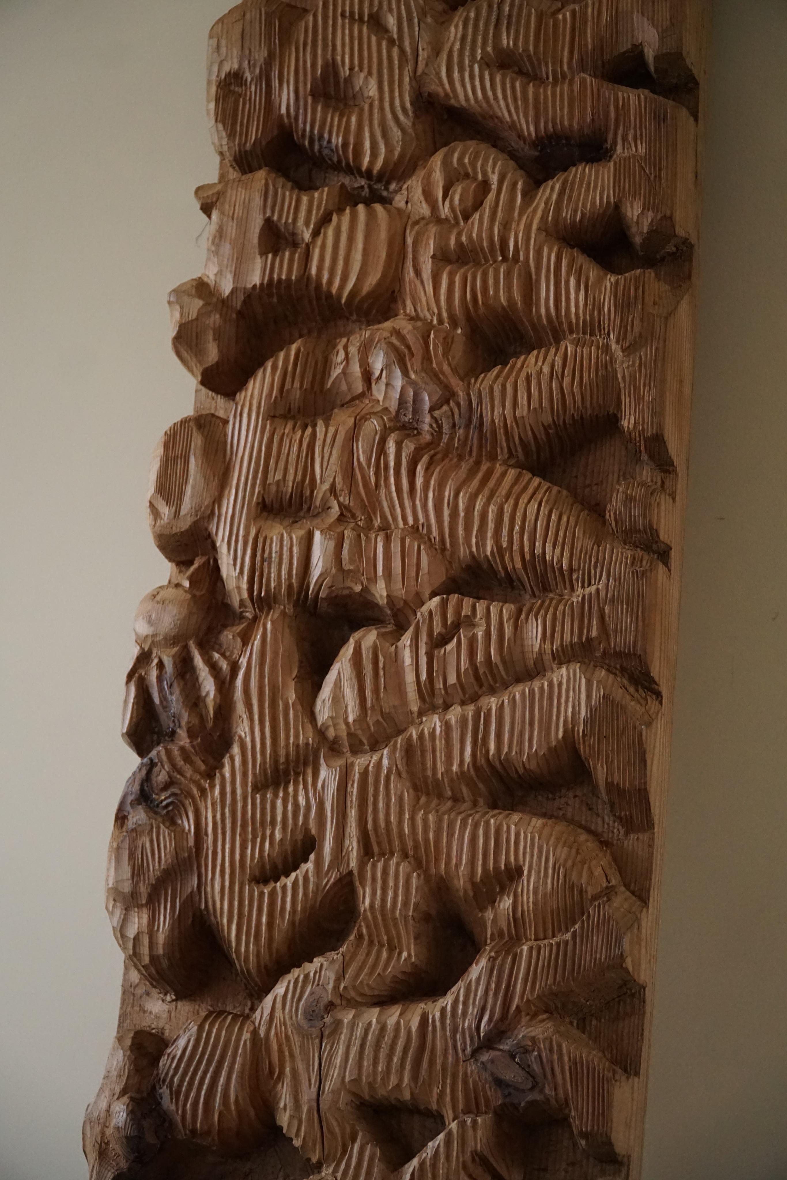 Decorative Hand Carved Wood-Sculpture, Midcentury, Danish Cabinetmaker, 1970s For Sale 1