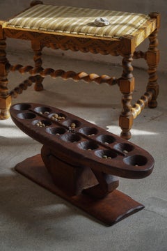 Decorative Hand-Carved Wooden Mancala Game Board, African, Mid-20th Century