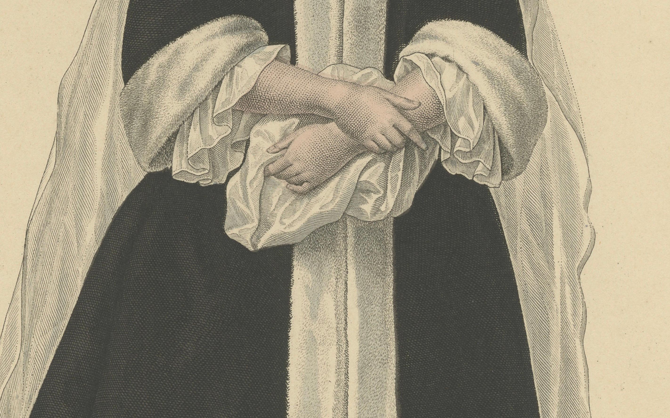Dekorativer handkolorierter Kupferstich - Mlle d'Orléans, Antiker Druck, um 1900 (Französisch) im Angebot