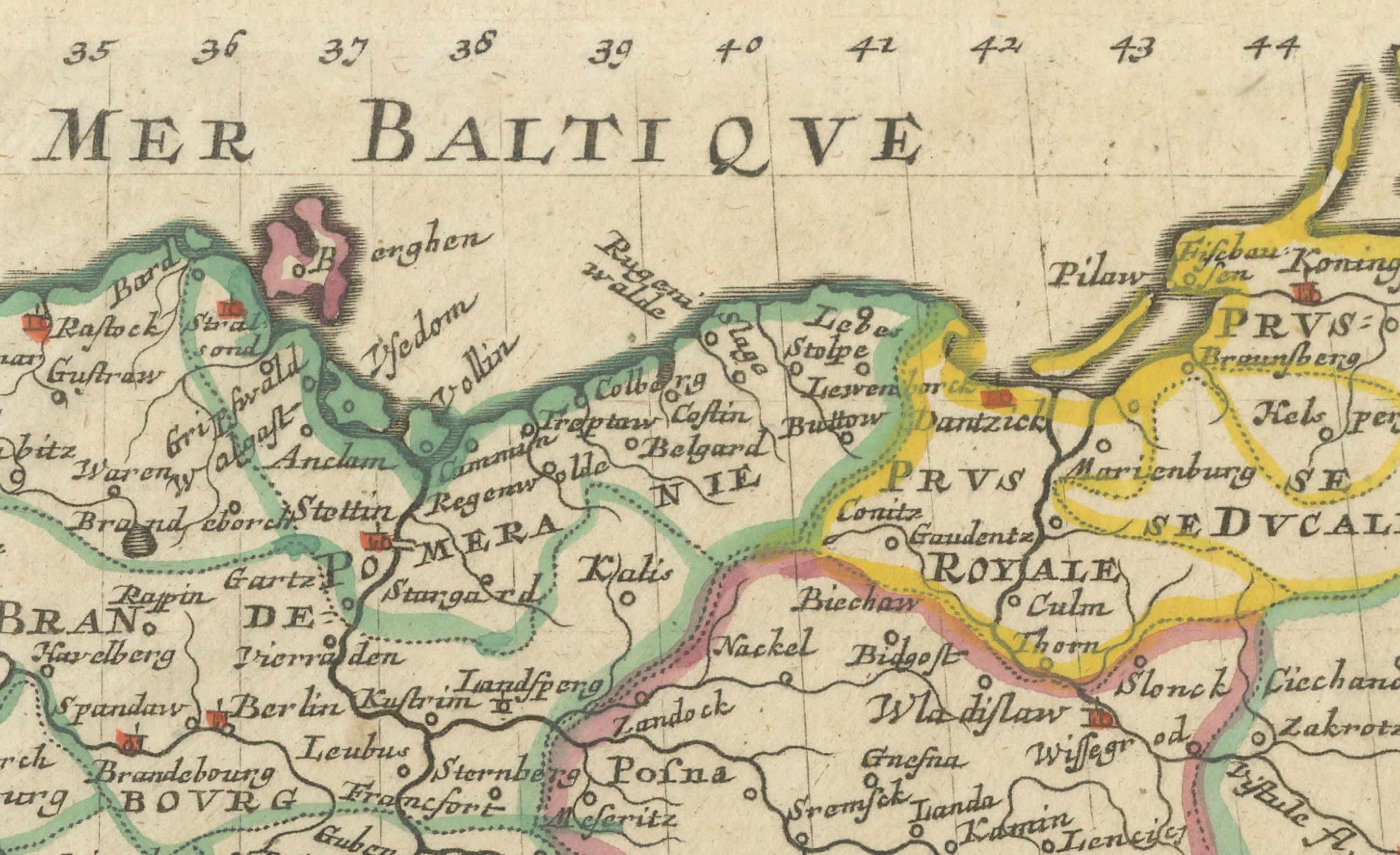 Dekorative handkolorierte Karte von Deutschland von Nicolas Sanson, 1648 (Papier) im Angebot