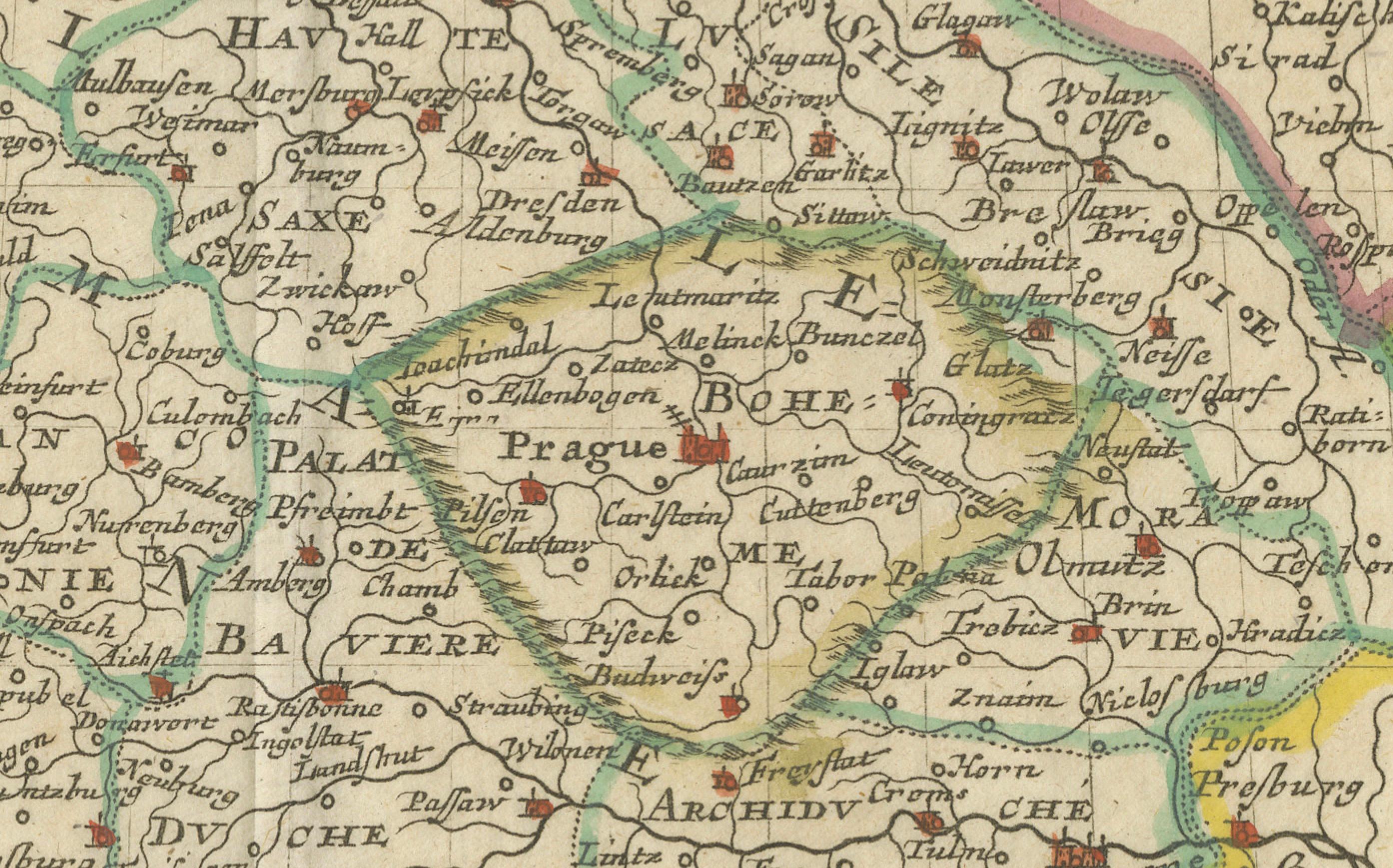 Dekorative handkolorierte Karte von Deutschland von Nicolas Sanson, 1648 im Angebot 1